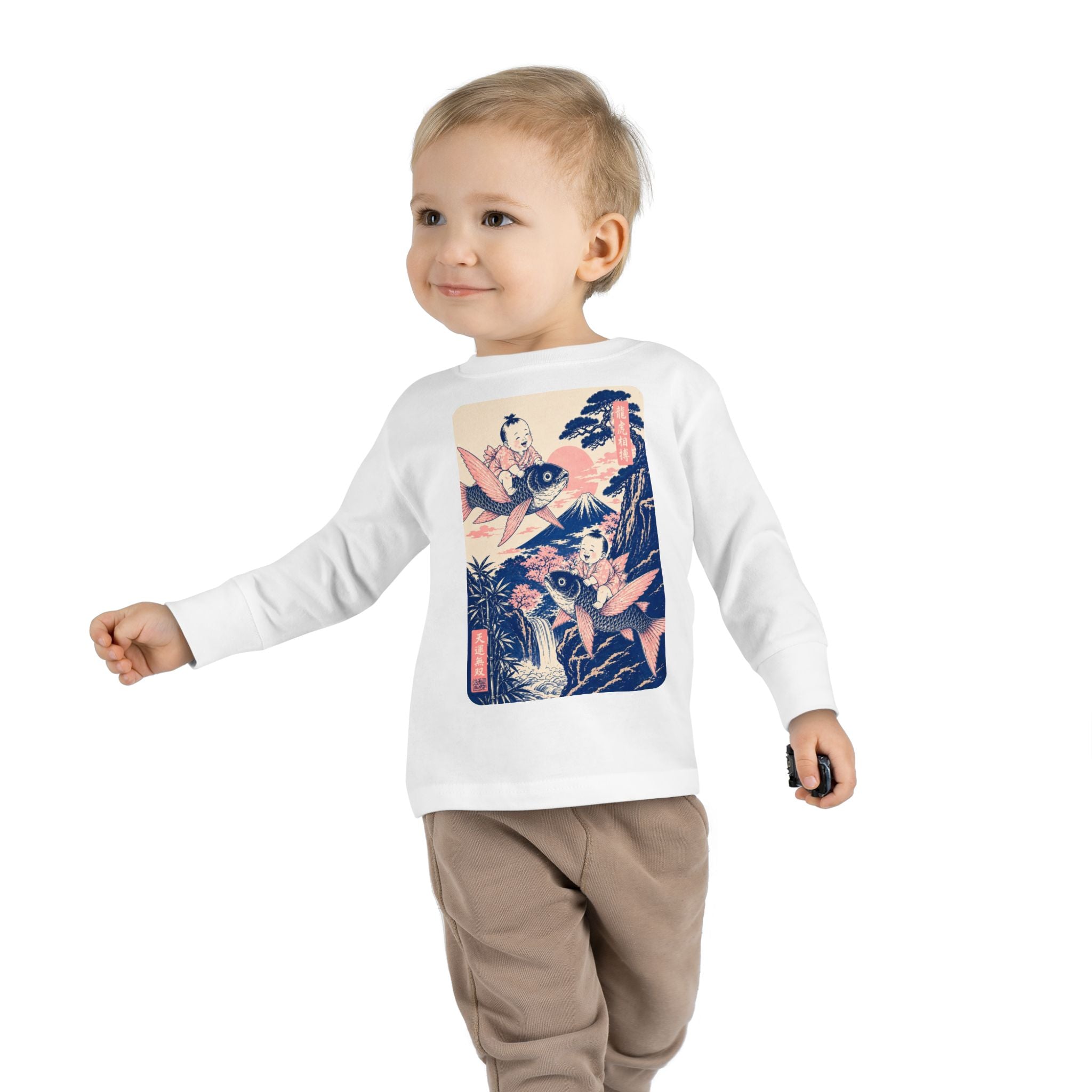 Toddler Long Sleeve Tee — Japanese Koi Fish Ukiyo-e Kids Shirt