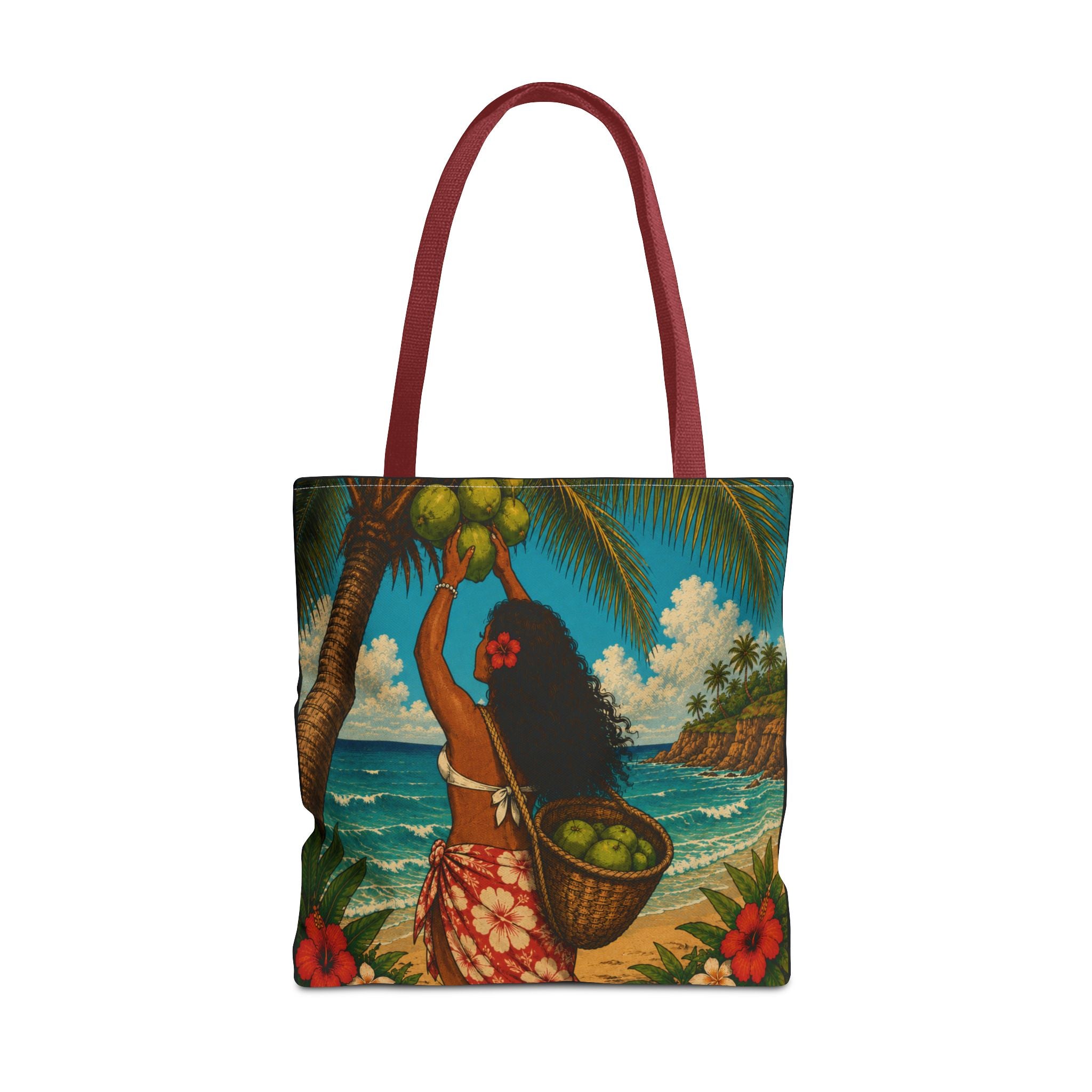 Tropical Hawaiian Couple Beach Tote Bag — Bright Island Paradise Design