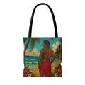 Tropical Hawaiian Couple Beach Tote Bag — Bright Island Paradise Design