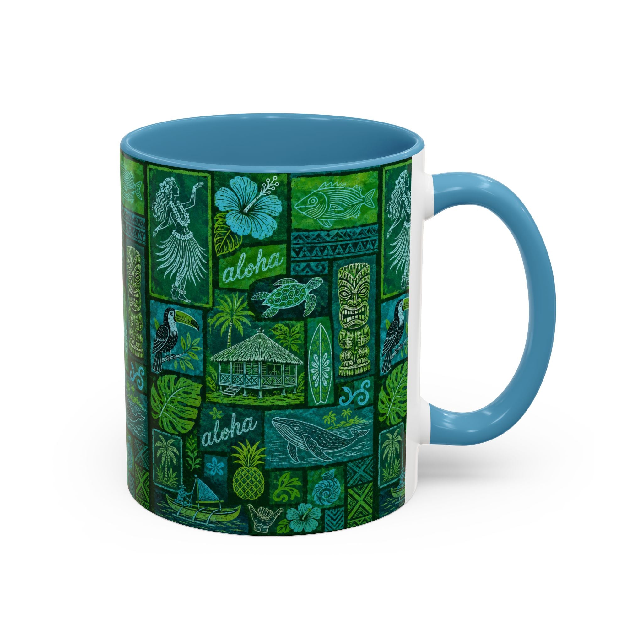 Coffee Mug Aloha Hawaiian Pattern  – Tropical Tiki Beach Accent Mug (11/15oz)
