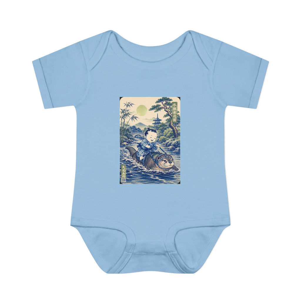 Infant Baby Bodysuit _ Vintage Japanese Riding an Otter