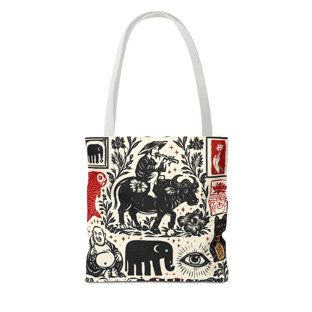 Tote Bag — Vintage Animal & Stamp Symbol Asian Pattern
