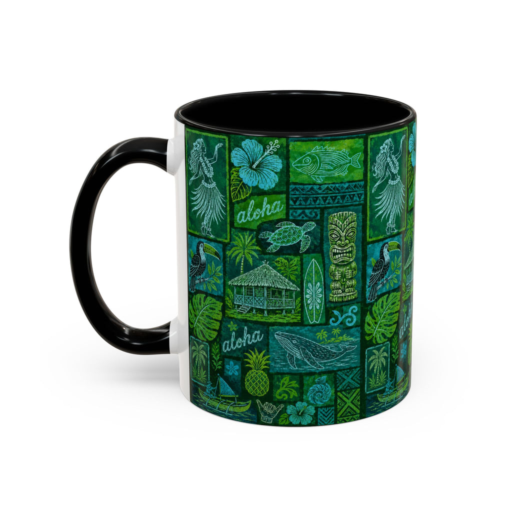 Coffee Mug Aloha Hawaiian Pattern  – Tropical Tiki Beach Accent Mug (11/15oz)
