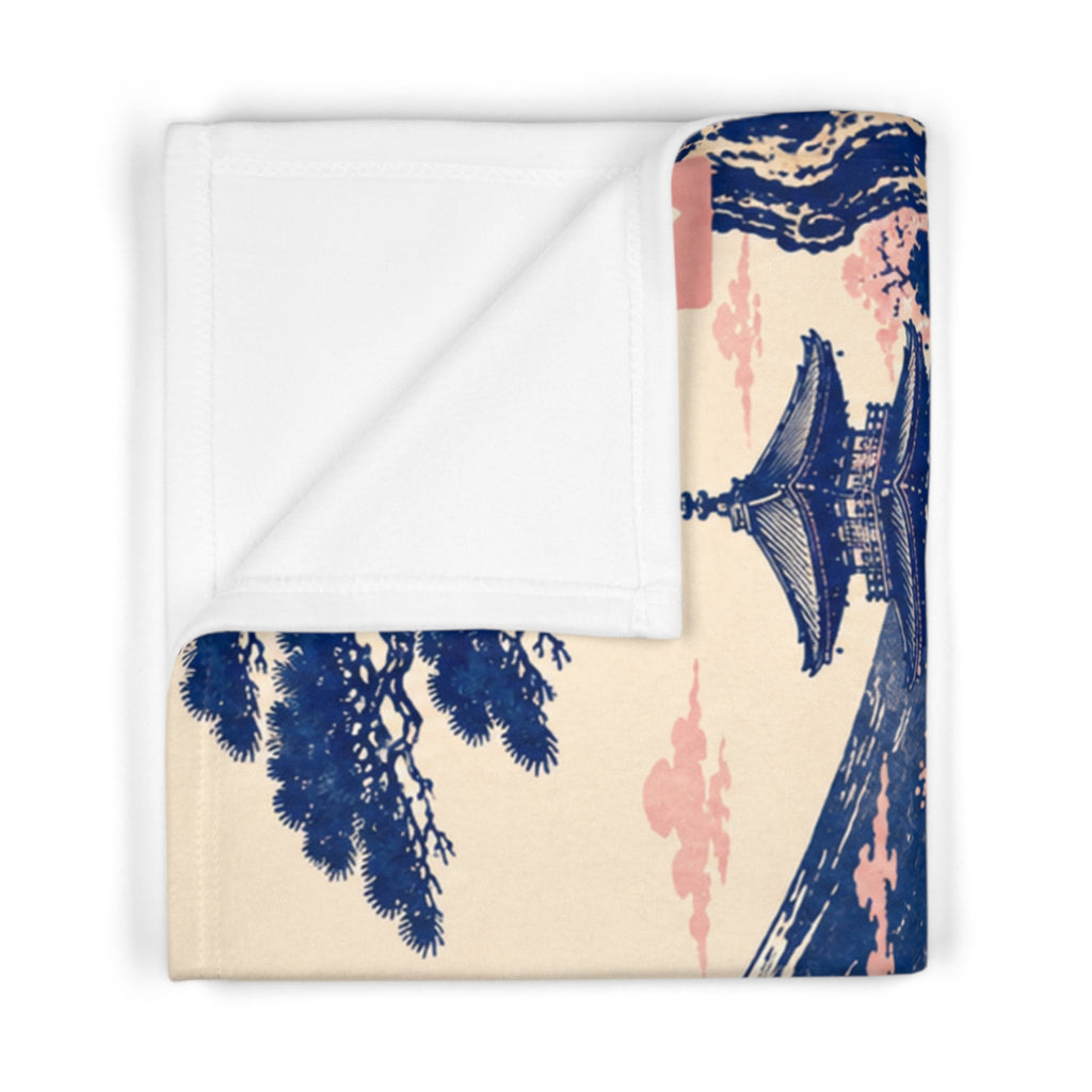 Toddler Blanket - Downward Dog, vintage Japanese ukiyo-e Mount Fuji design