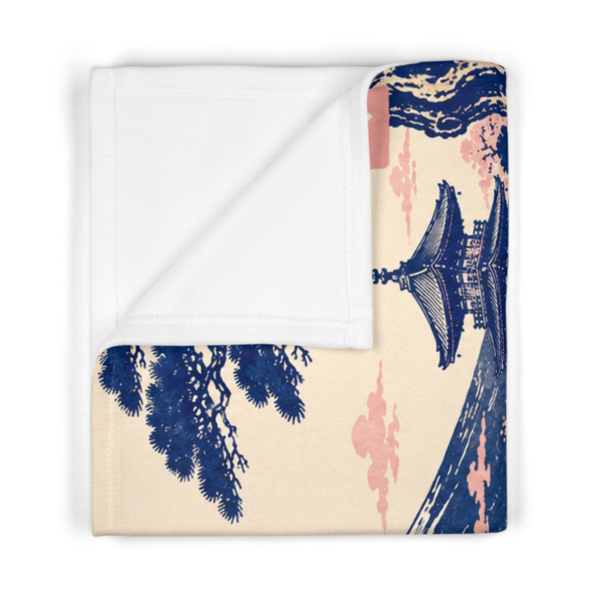 Toddler Blanket - Downward Dog, vintage Japanese ukiyo-e Mount Fuji design