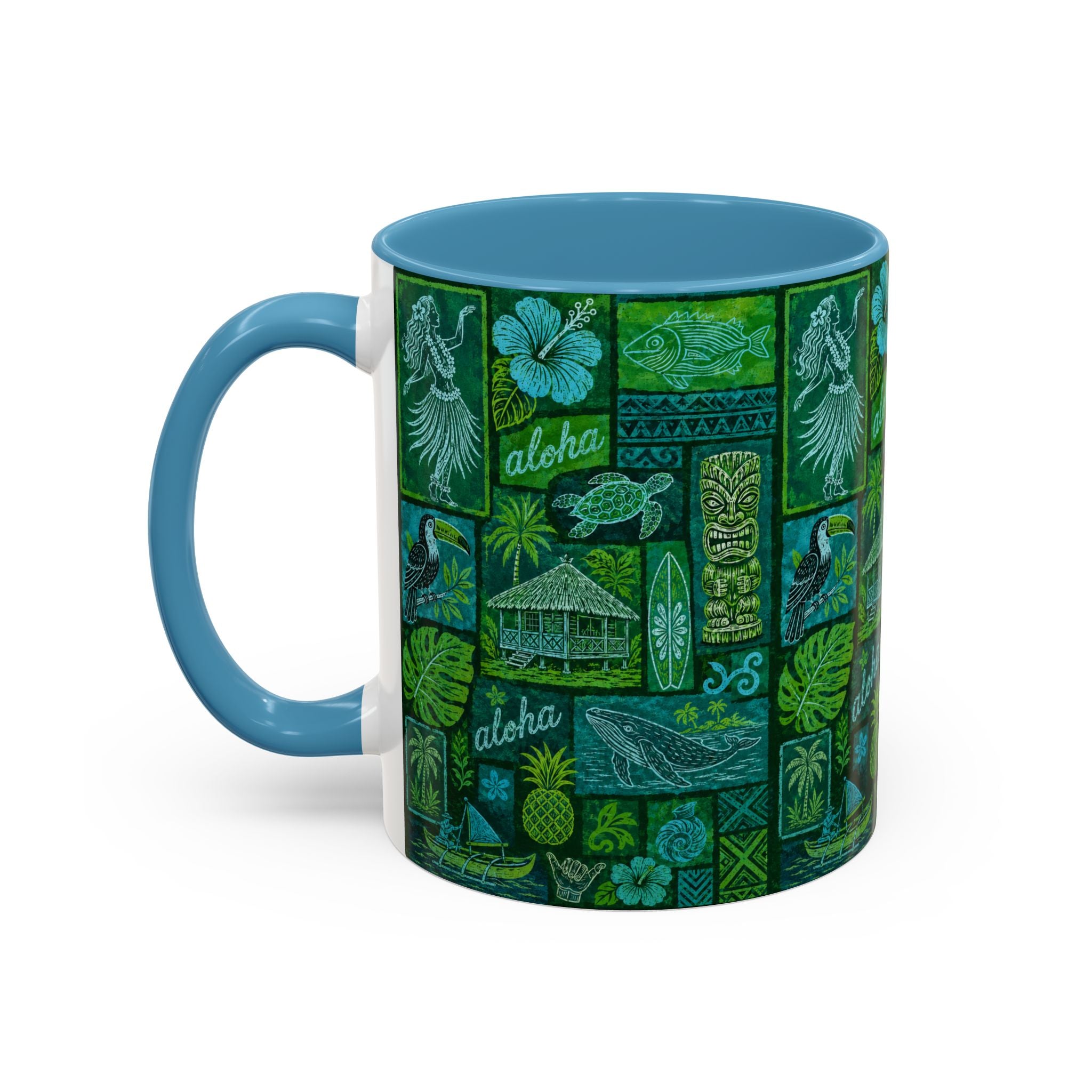 Coffee Mug Aloha Hawaiian Pattern  – Tropical Tiki Beach Accent Mug (11/15oz)
