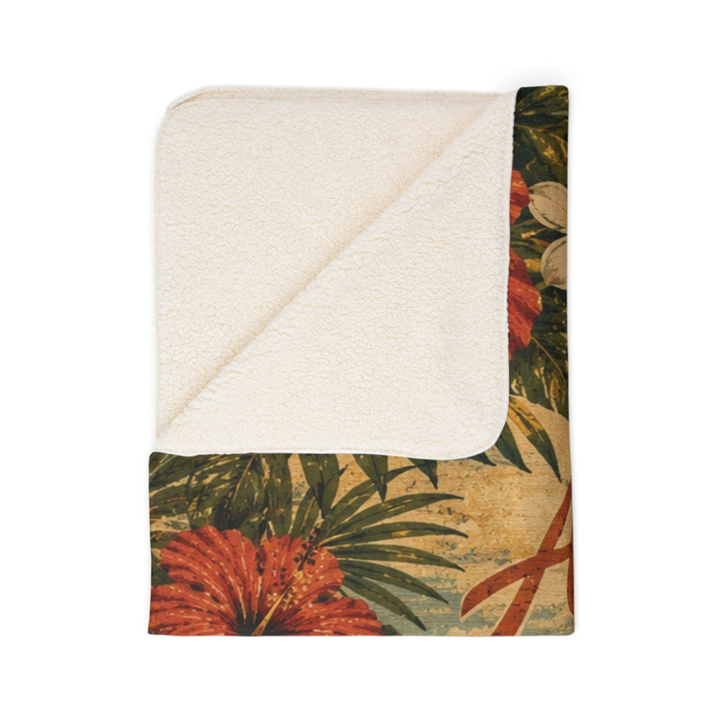 Aloha Vintage Hawaiian Fleece Sherpa Blanket