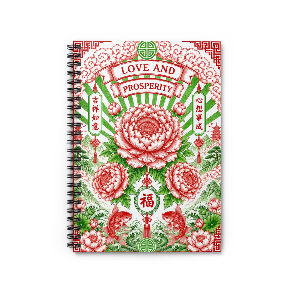 Love and Prosperity Spiral Notebook — Floral Chinese New Year Journal
