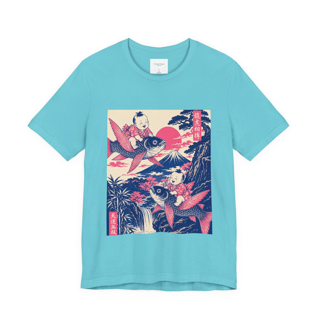 Unisex T Shirt Whimsical Koi Retro Japanese Art — Vintage Ukiyo-e Style Tee