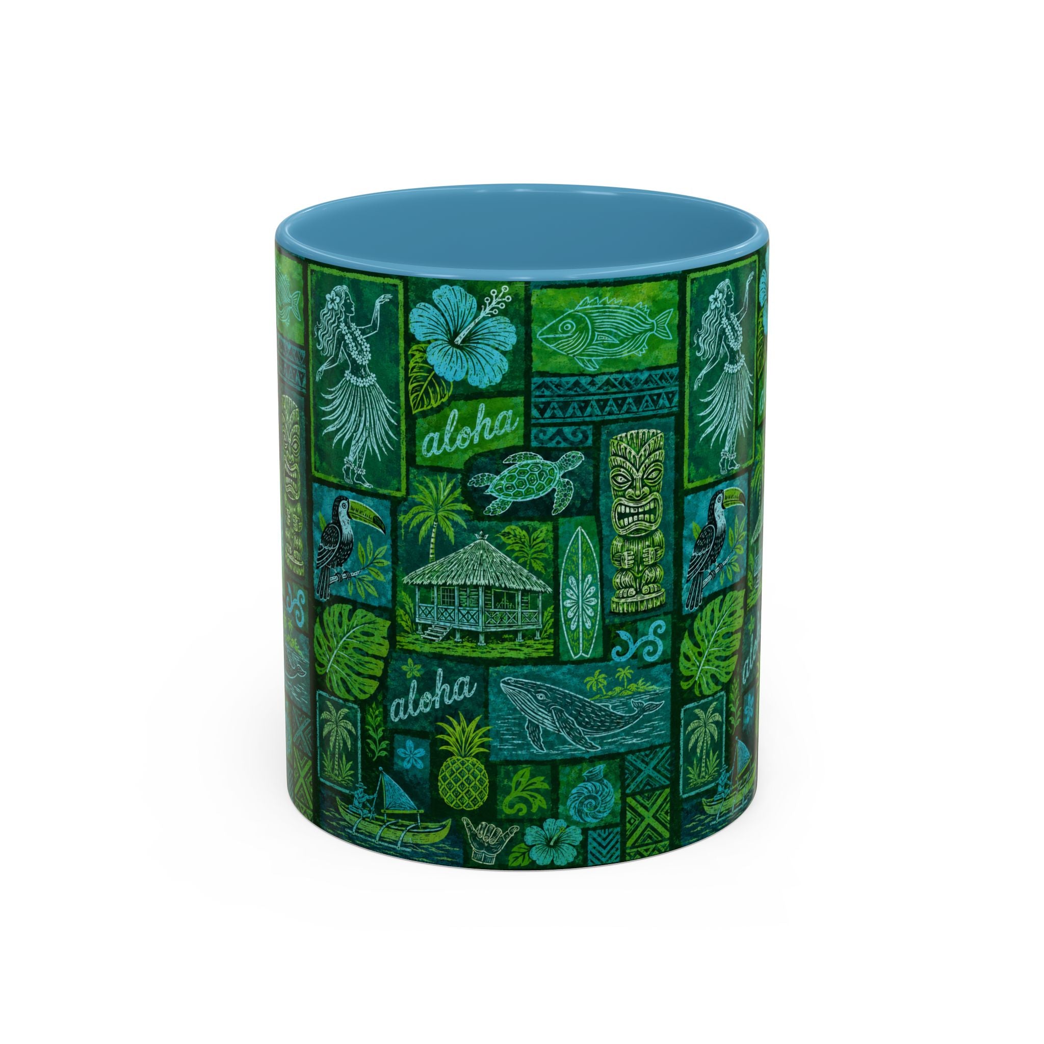 Coffee Mug Aloha Hawaiian Pattern  – Tropical Tiki Beach Accent Mug (11/15oz)