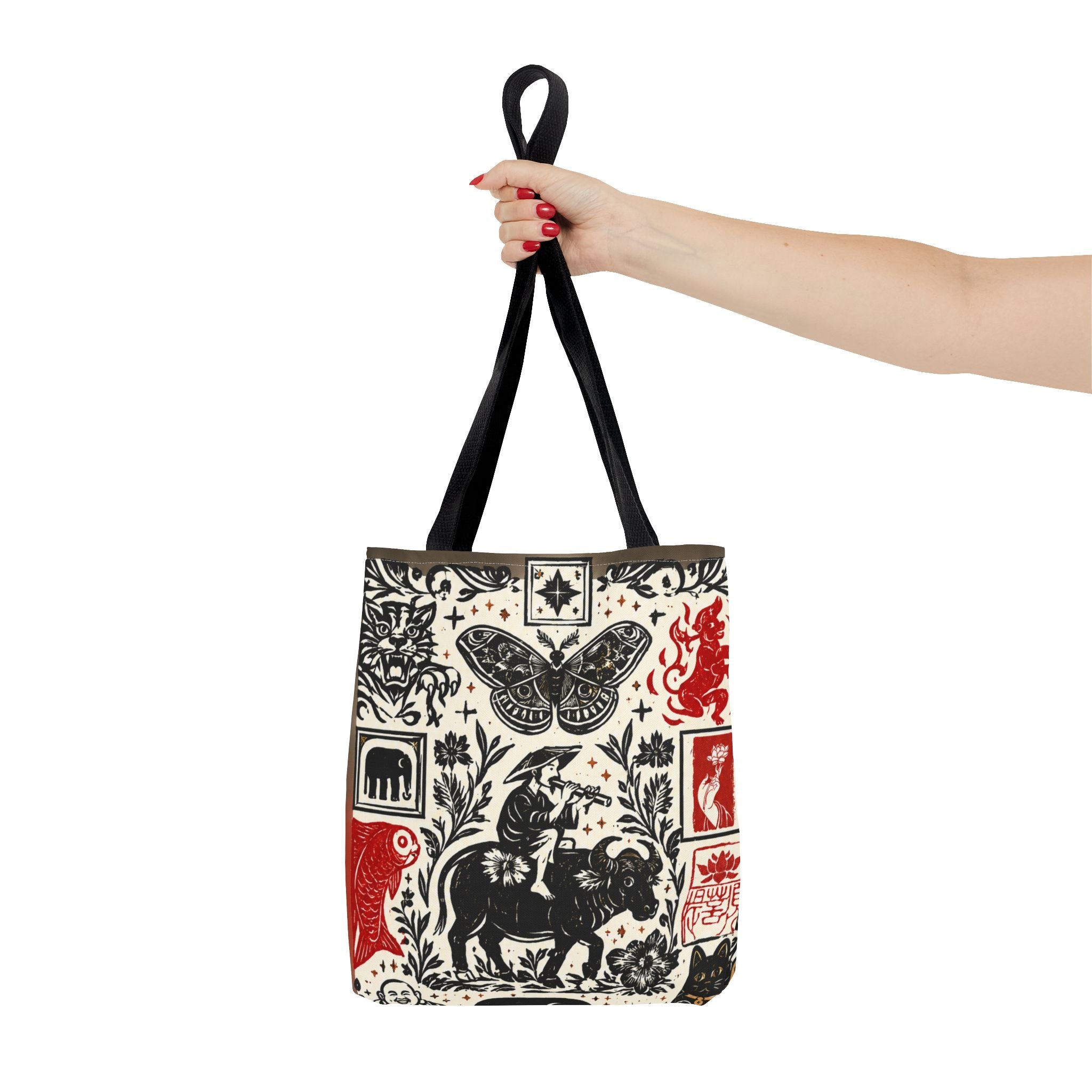 Tote Bag — Vintage Animal & Stamp Symbol Asian Pattern