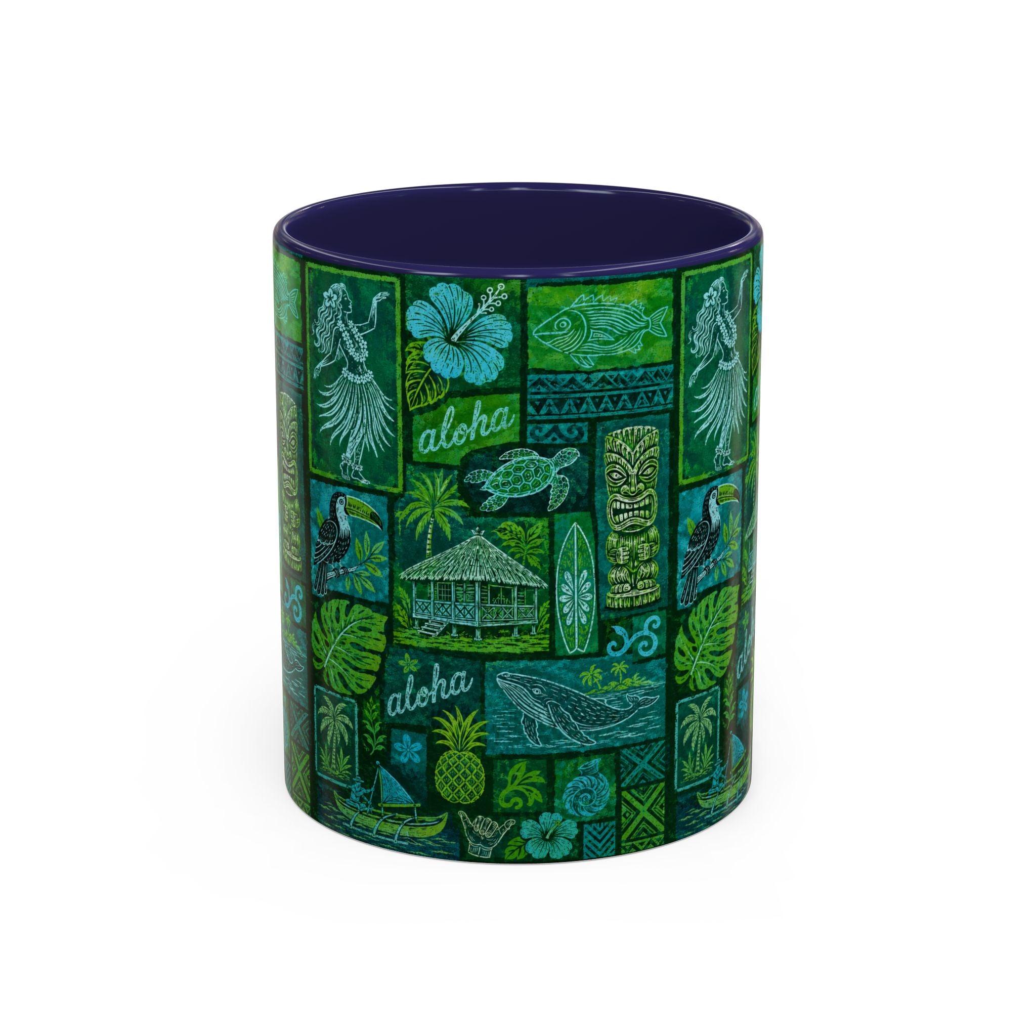 Coffee Mug Aloha Hawaiian Pattern  – Tropical Tiki Beach Accent Mug (11/15oz)