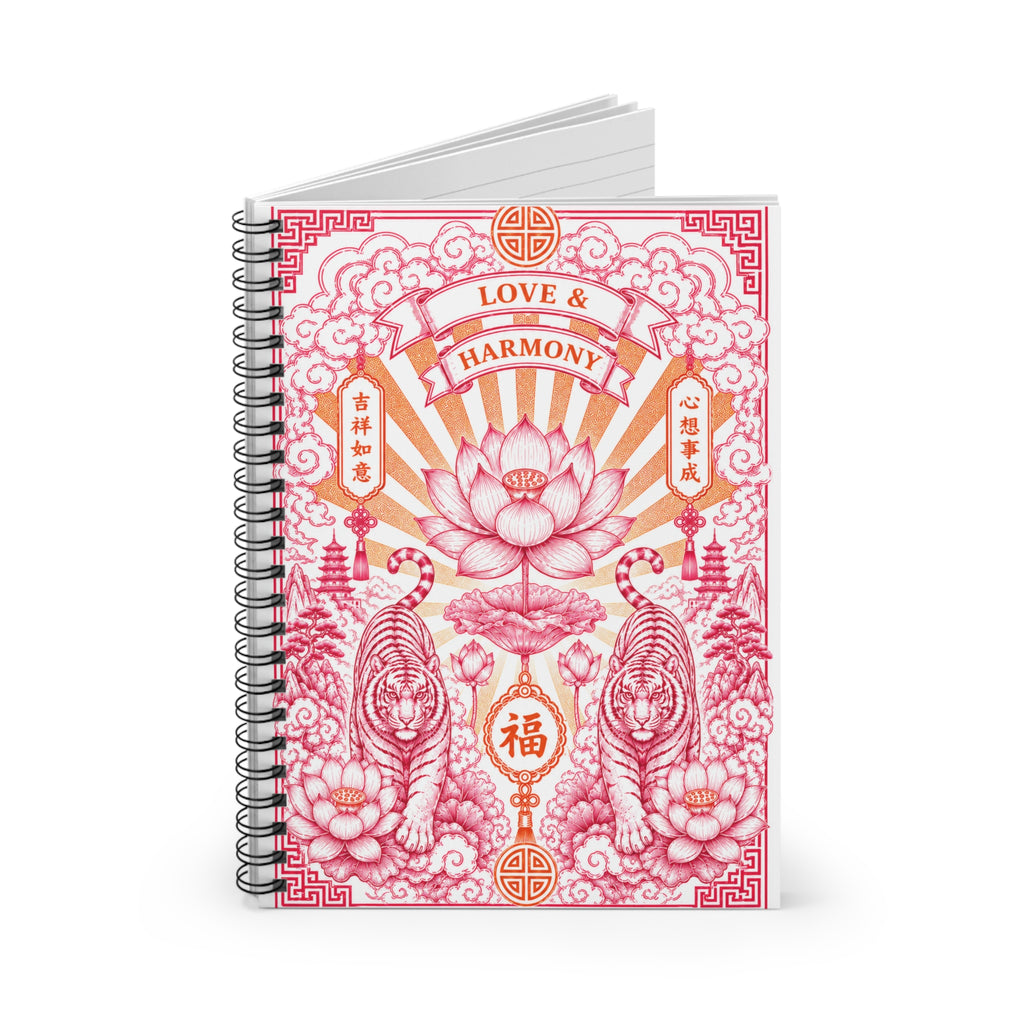 Notebook Love & Harmony Lotus — Floral Asian-Inspired Spiral Journal
