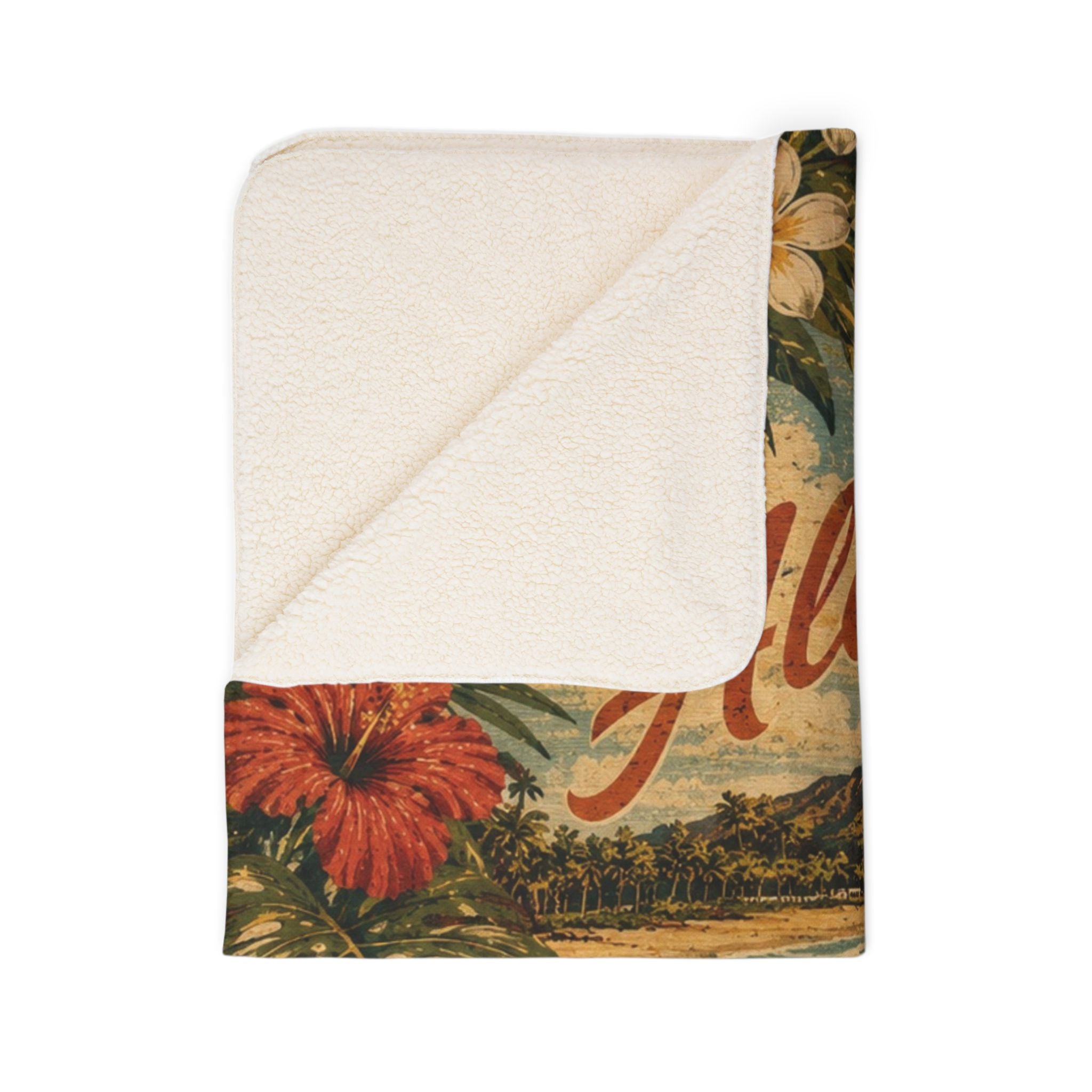 Aloha Vintage Hawaiian Fleece Sherpa Blanket