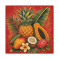 Tropical Fruit Canvas Wall Art — Pineapple, Papaya & Coconut Stretched Canvas