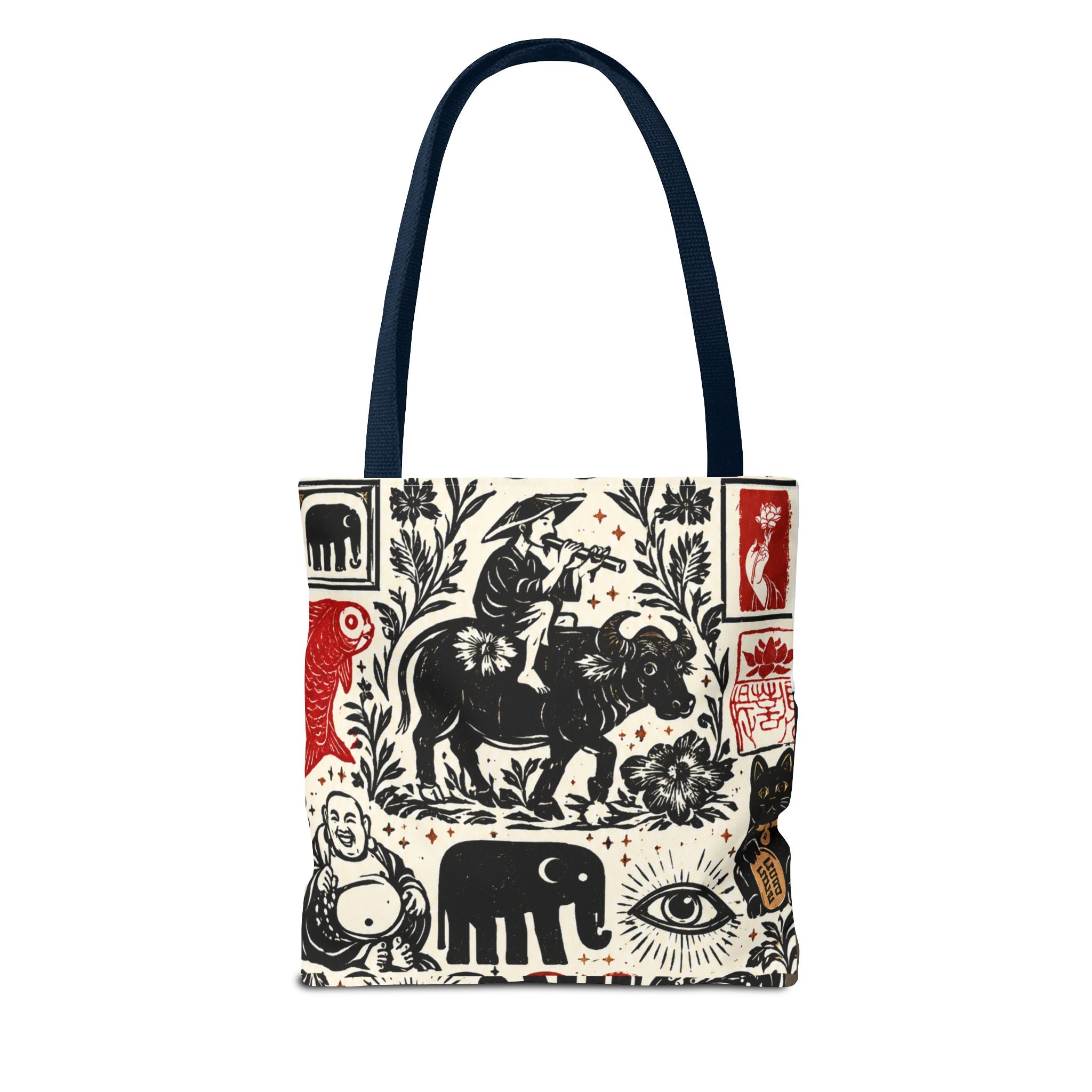 Tote Bag — Vintage Animal & Stamp Symbol Asian Pattern