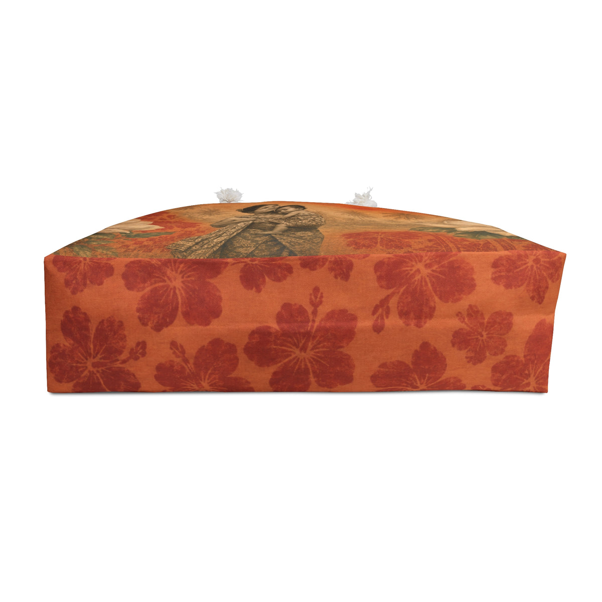 Island Mother Vintage Tropical Large Tote Bag – Balinese-Inspired Magnolia & Sunset Print
