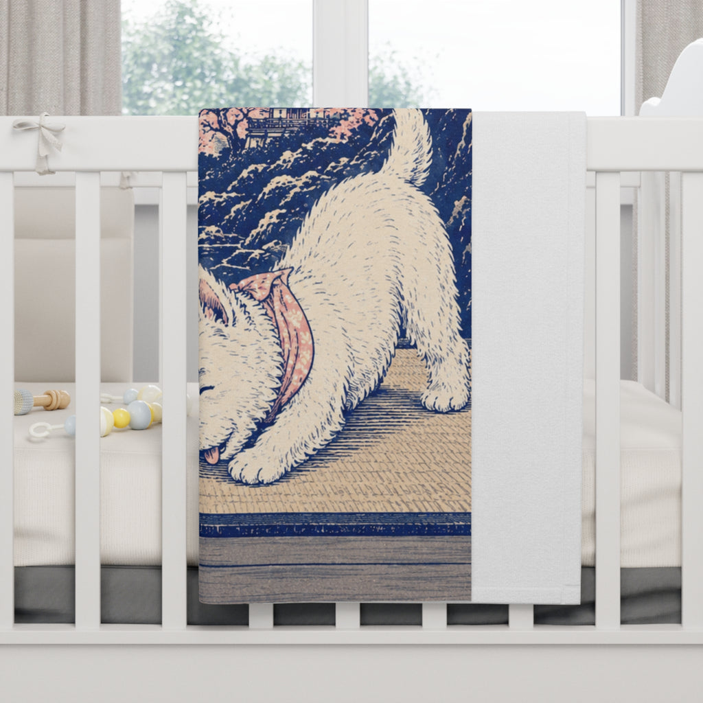 Toddler Blanket - Downward Dog, vintage Japanese ukiyo-e Mount Fuji design