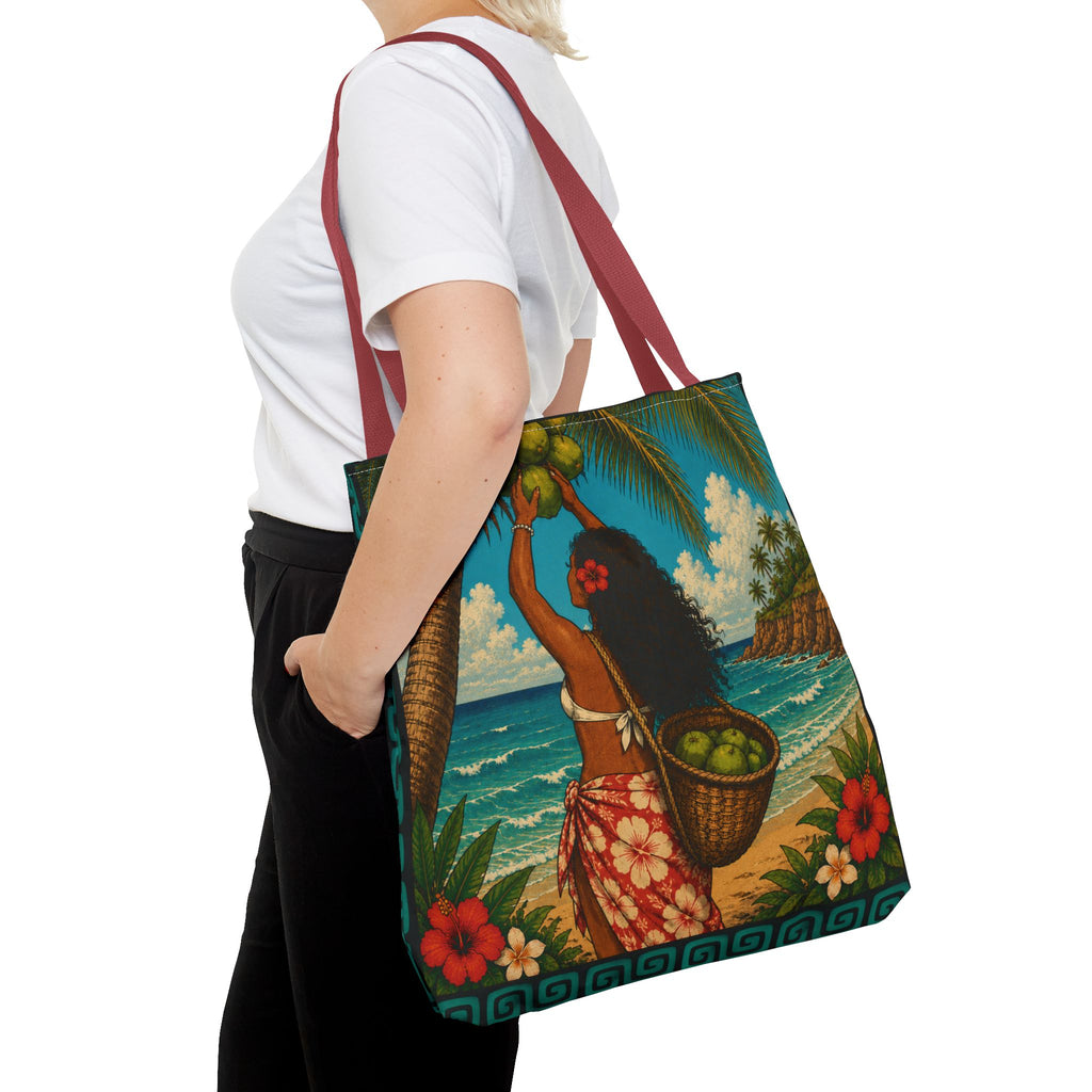 Tropical Hawaiian Couple Beach Tote Bag — Bright Island Paradise Design