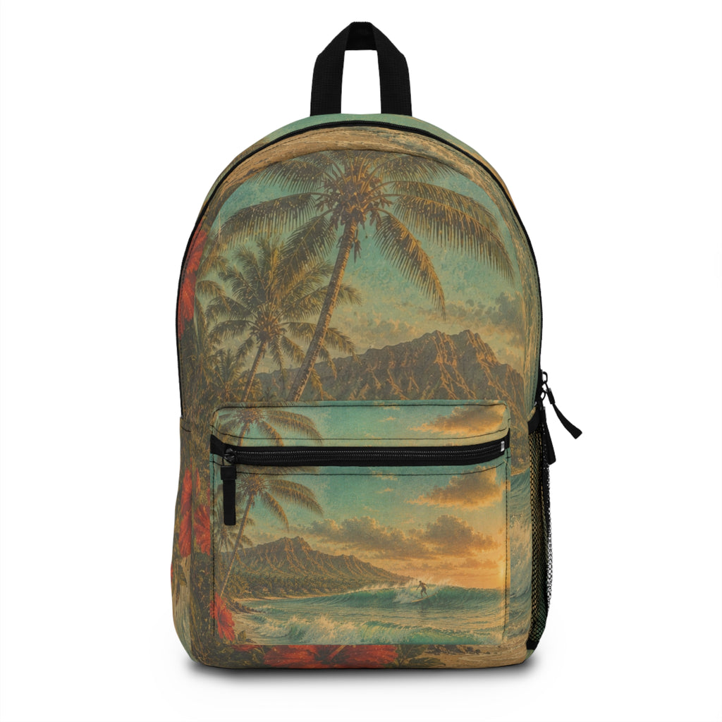 Backpack  — Vintage Tropical Beach Scene Bag