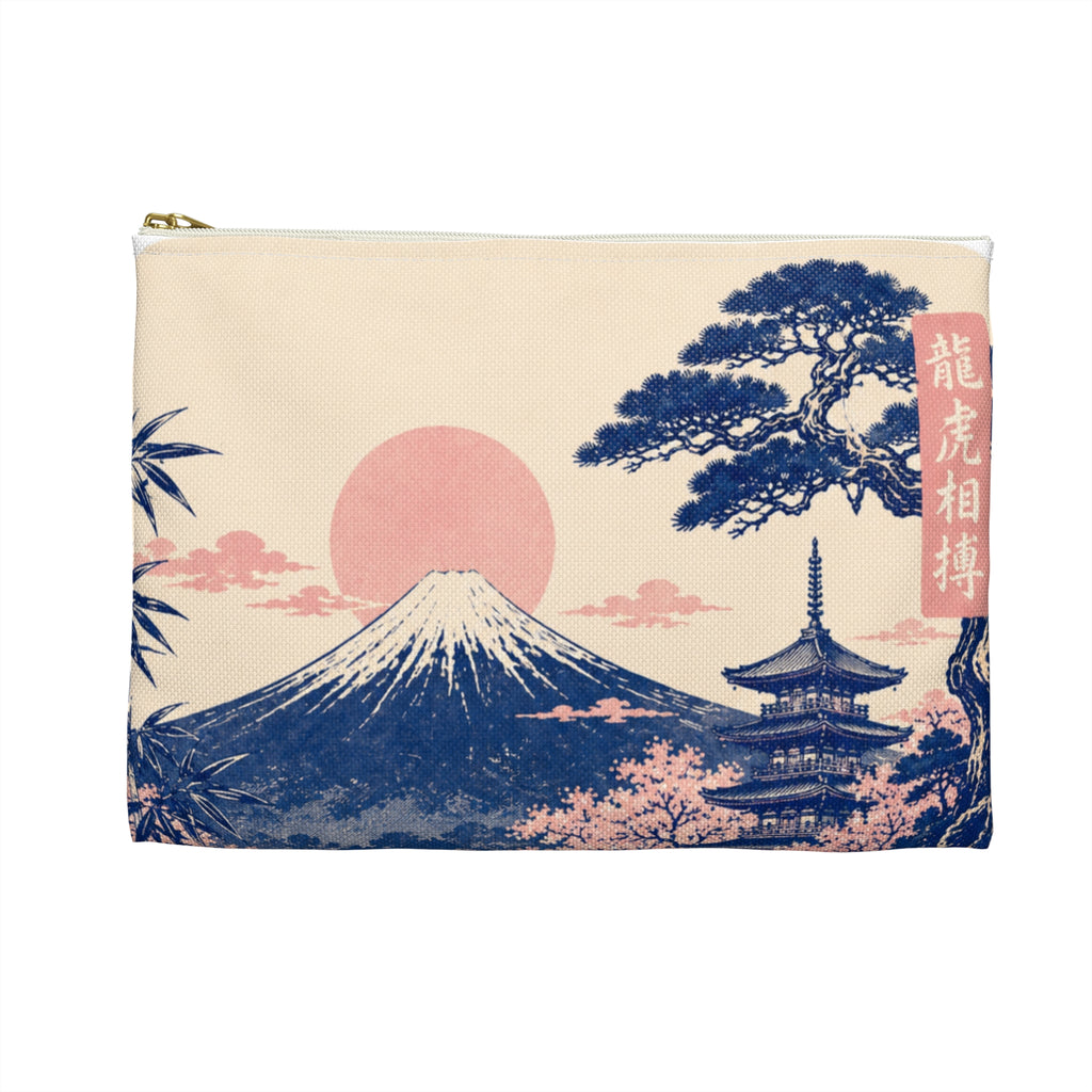 Accessory Pouch — Cute Puppy & Child Doing Downward Dog Zip Pouch Bag