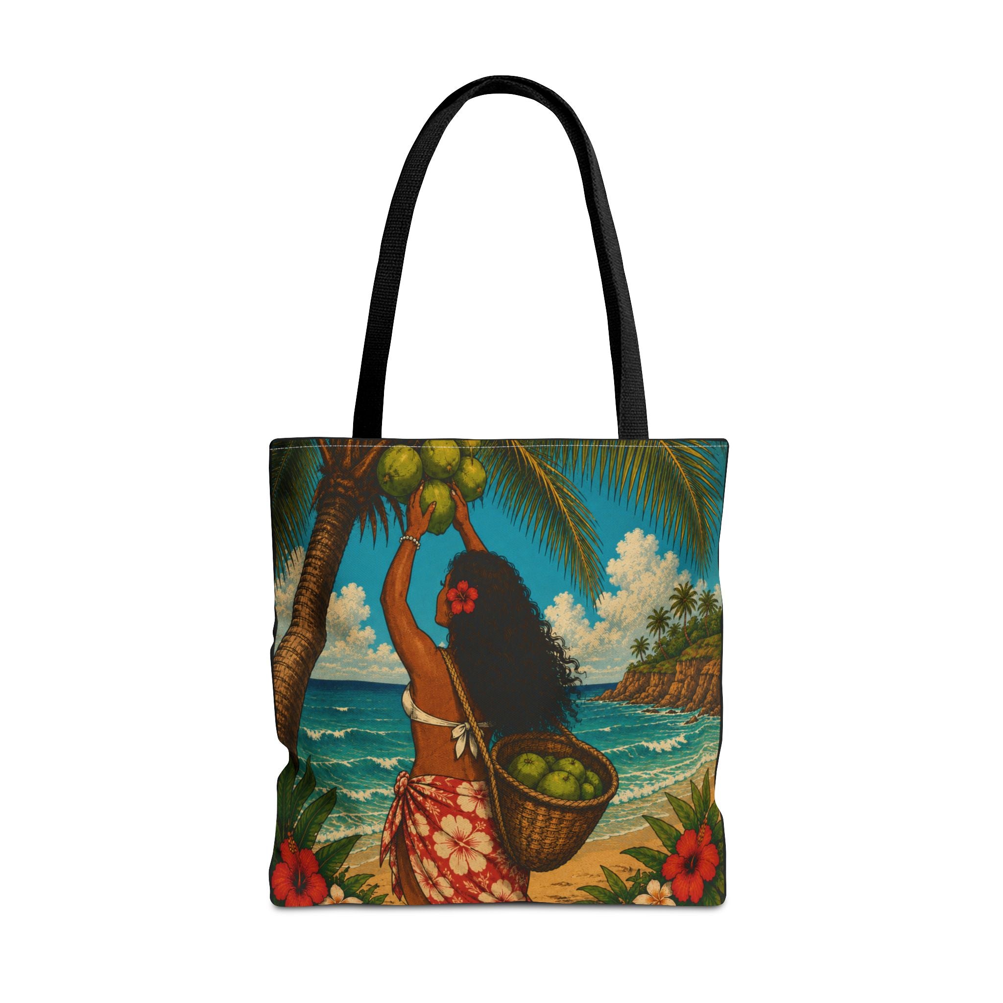 Tropical Hawaiian Couple Beach Tote Bag — Bright Island Paradise Design