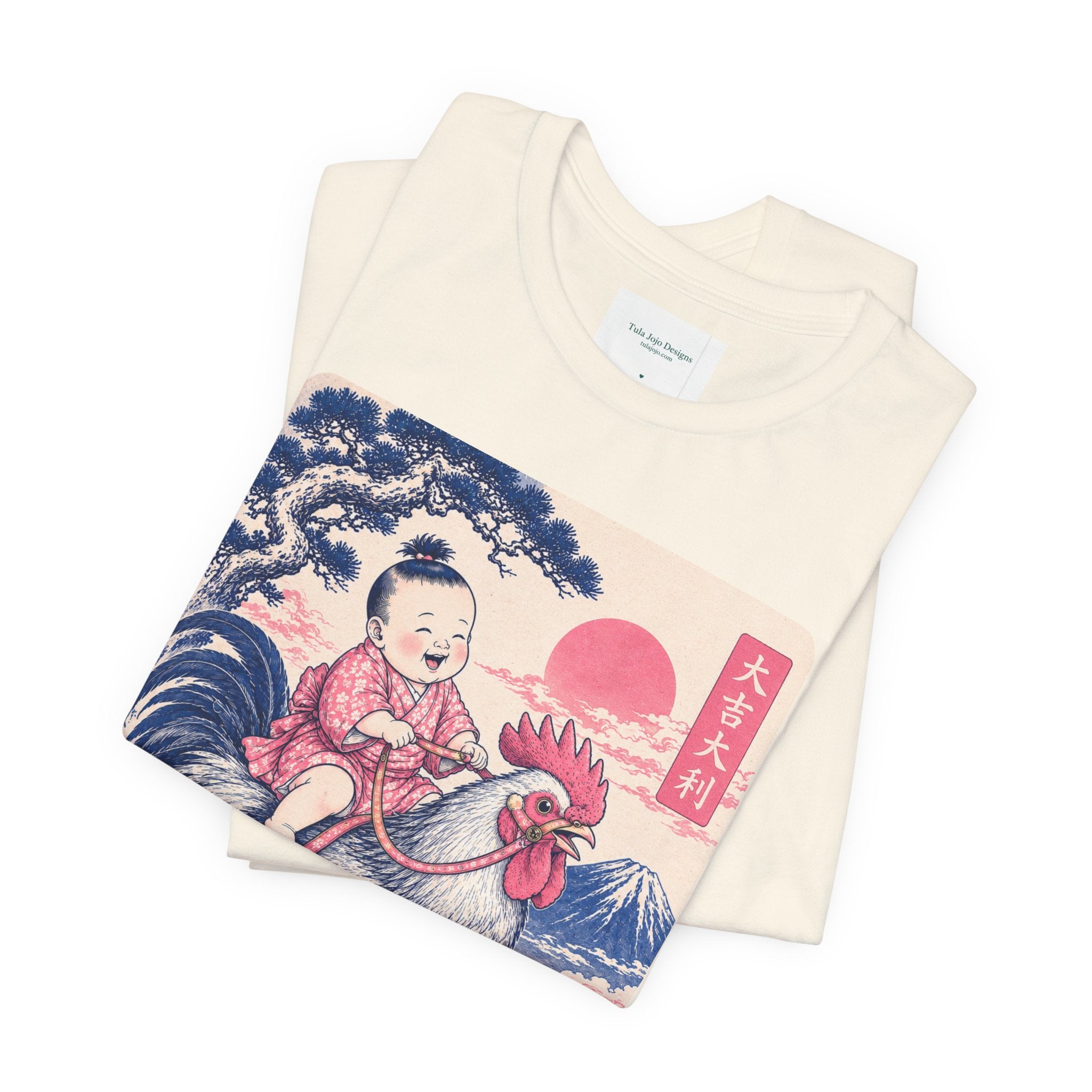 Unisex T Shirt Rooster Rider Tee — Vintage Japanese Ukiyo-e Inspired Graphic Tee