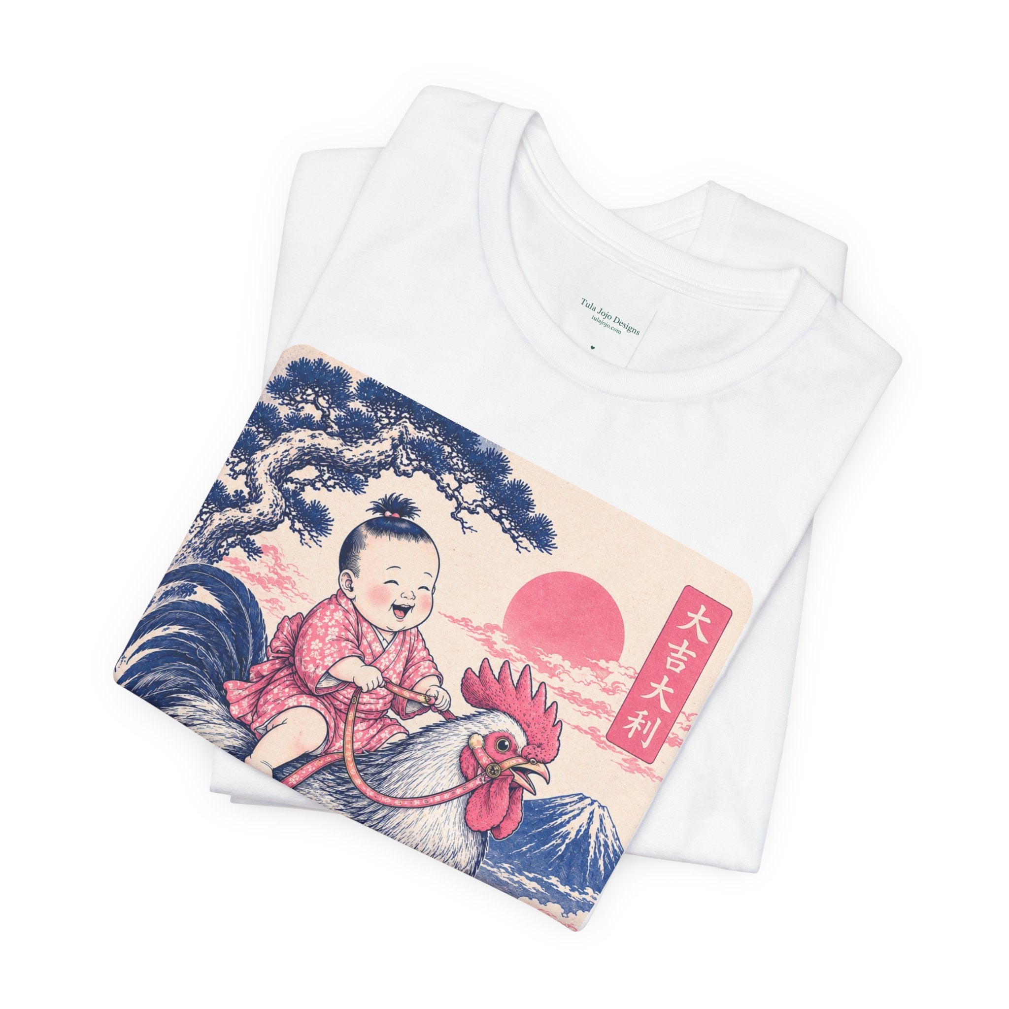 Unisex T Shirt Rooster Rider Tee — Vintage Japanese Ukiyo-e Inspired Graphic Tee