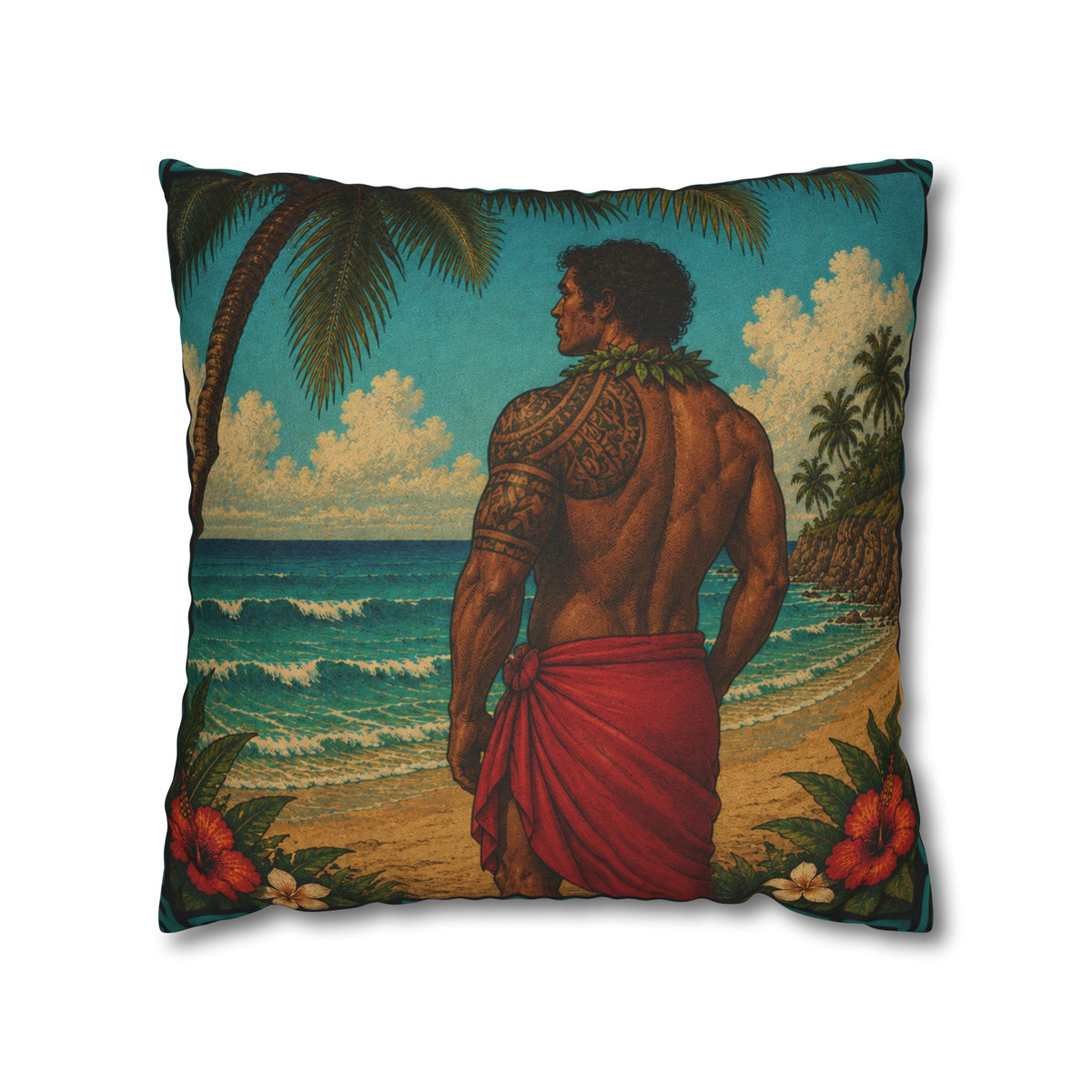 Tropical Hawaiian Man & Woman Decorative Cushion Covers