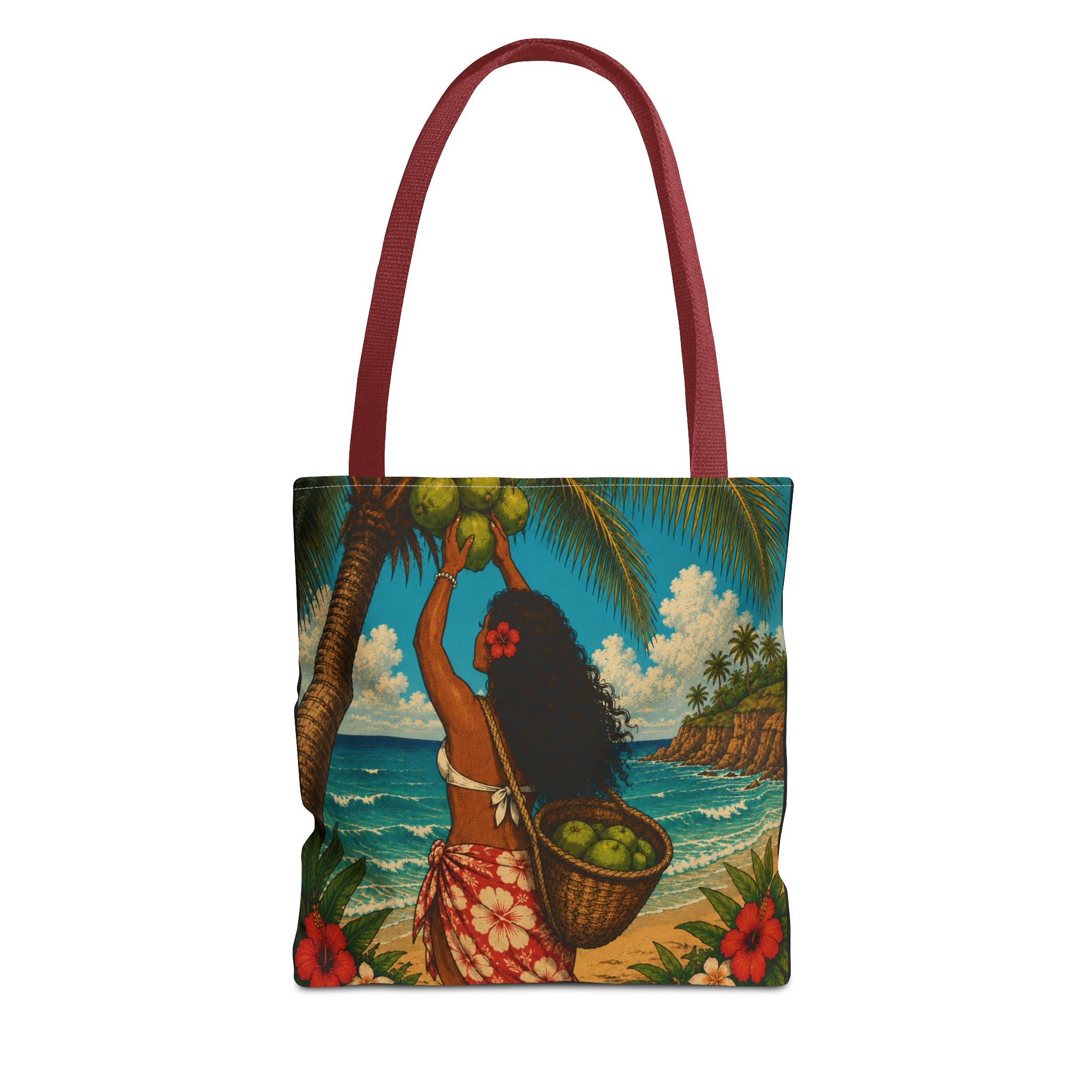 Tropical Hawaiian Couple Beach Tote Bag — Bright Island Paradise Design