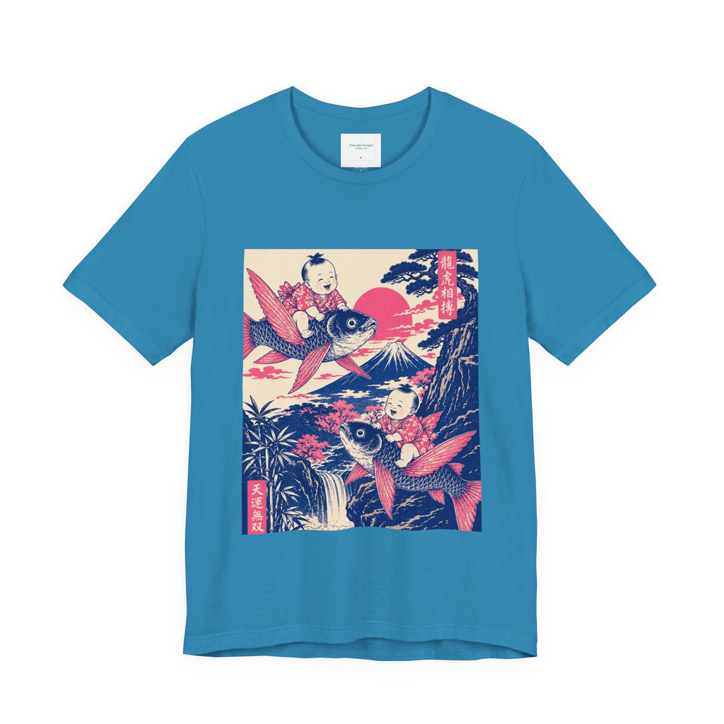 Unisex T Shirt Whimsical Koi Retro Japanese Art — Vintage Ukiyo-e Style Tee