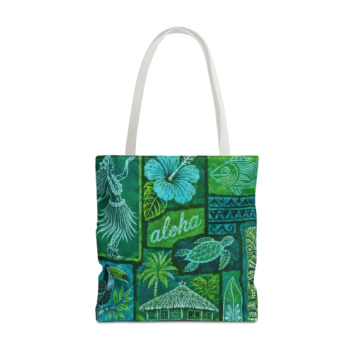 Tote Bag - Vintage Tropical Hawaiian, block print design