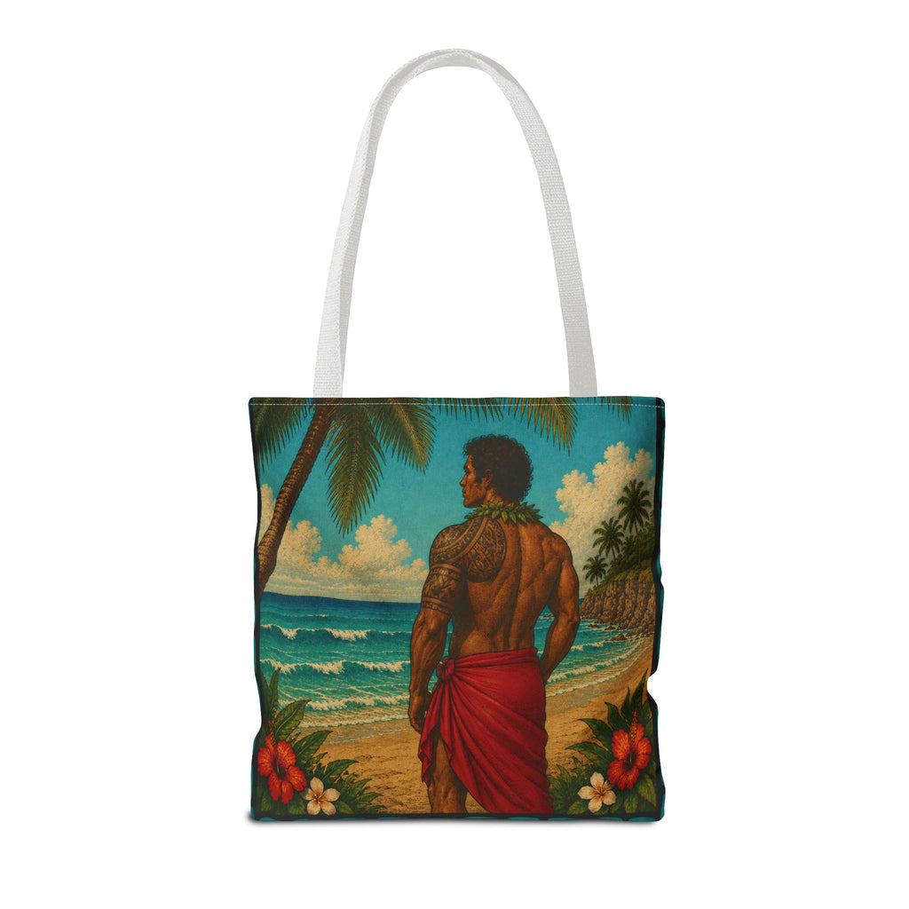 Tropical Hawaiian Couple Beach Tote Bag — Bright Island Paradise Design