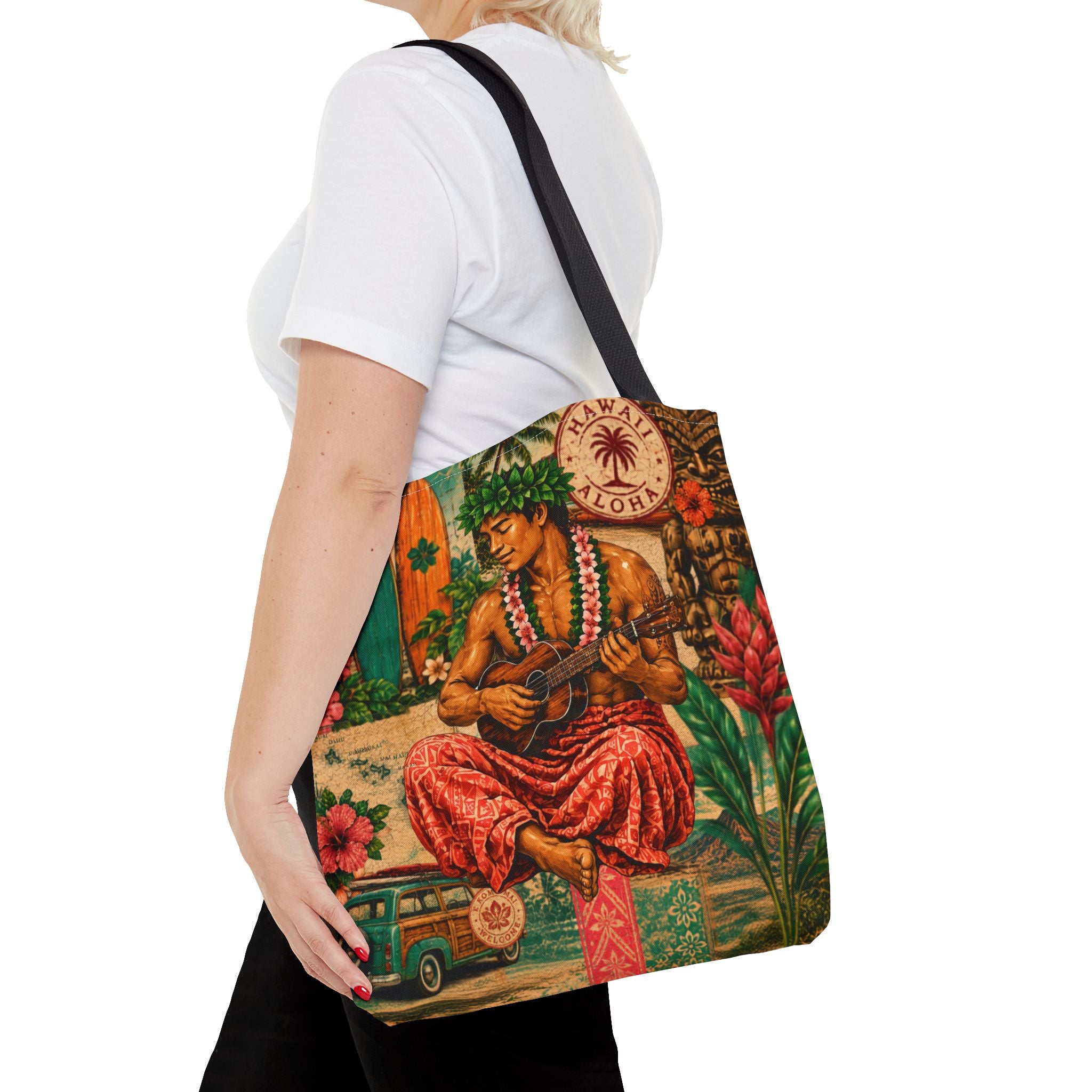 Island Story - Vintage Tropical Island Tote Bag