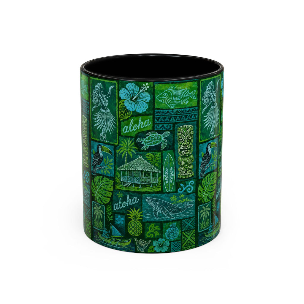 Coffee Mug Aloha Hawaiian Pattern  – Tropical Tiki Beach Accent Mug (11/15oz)