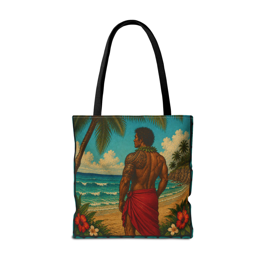 Tropical Hawaiian Couple Beach Tote Bag — Bright Island Paradise Design