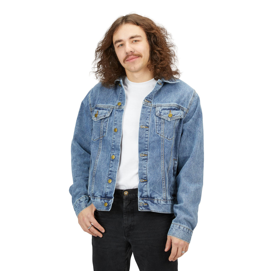 Denim Jacket — Pink Sunburst Japanese Typography Back Patch
