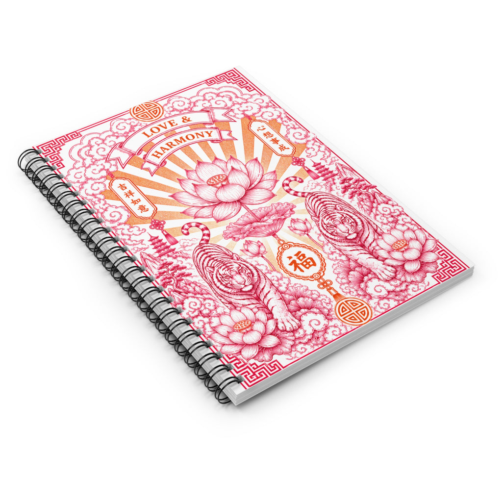 Notebook Love & Harmony Lotus — Floral Asian-Inspired Spiral Journal