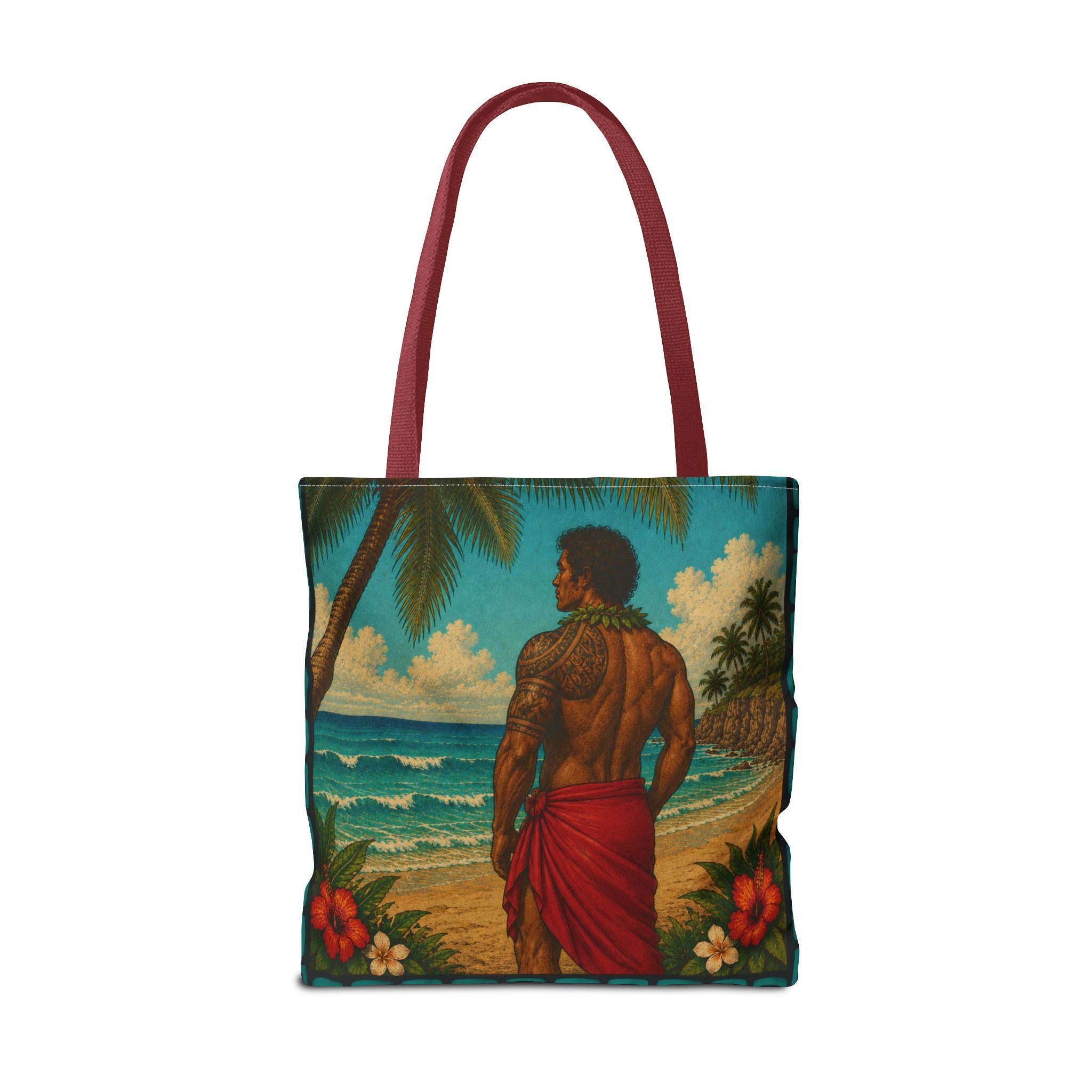 Tropical Hawaiian Couple Beach Tote Bag — Bright Island Paradise Design