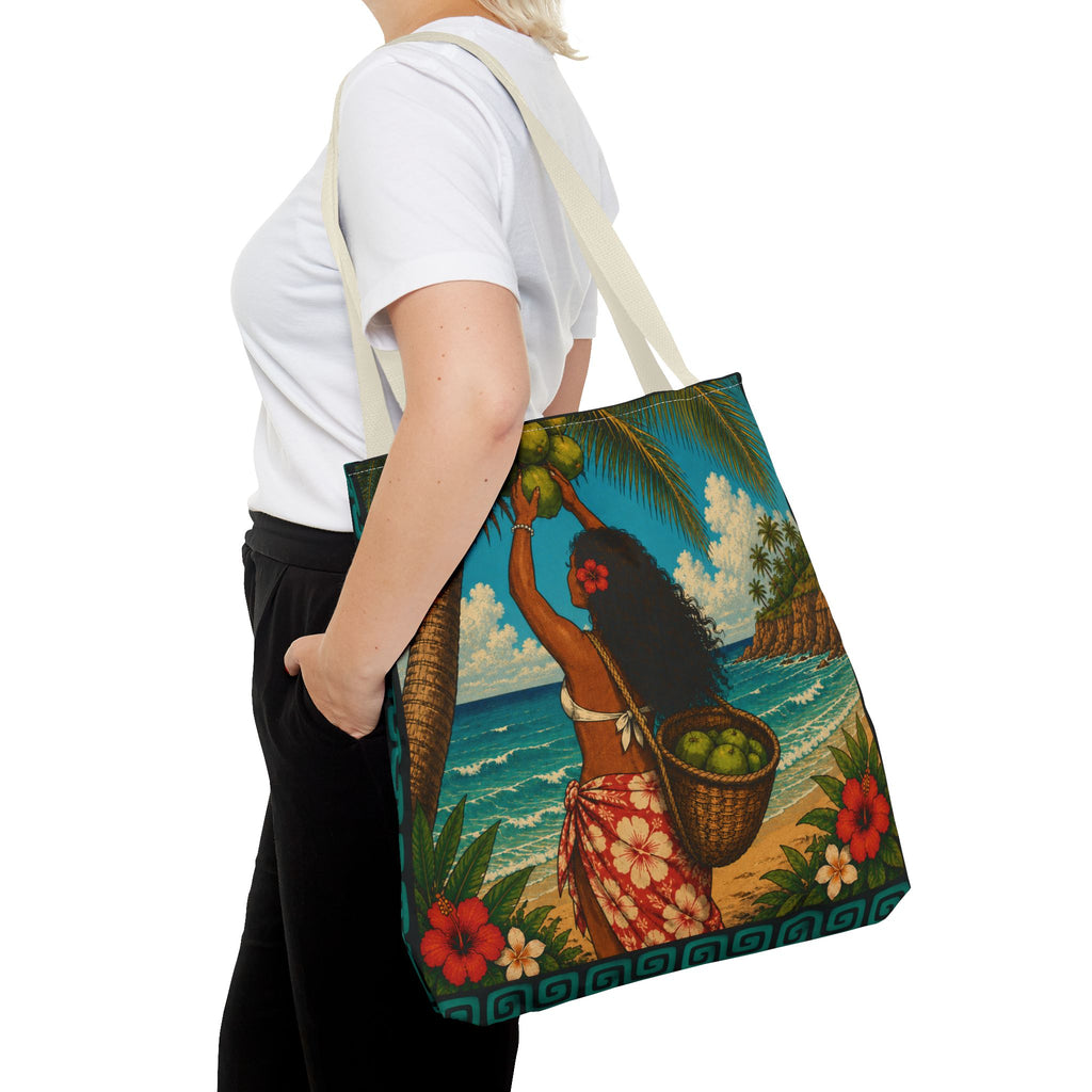 Tropical Hawaiian Couple Beach Tote Bag — Bright Island Paradise Design