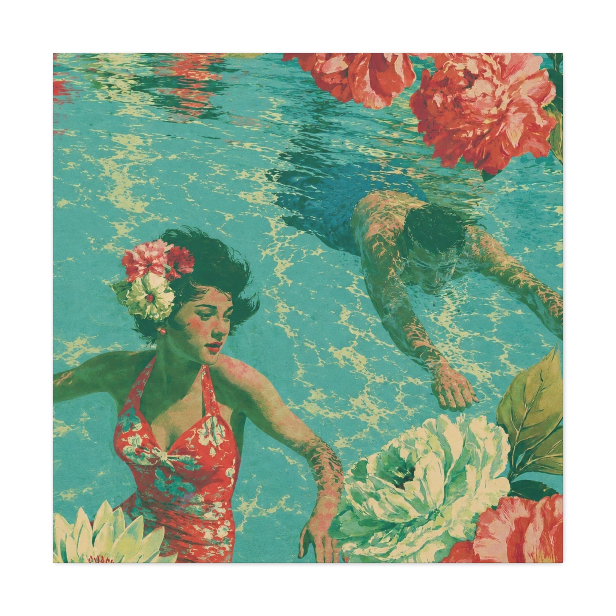 Vintage Lovers Underwater Canvas