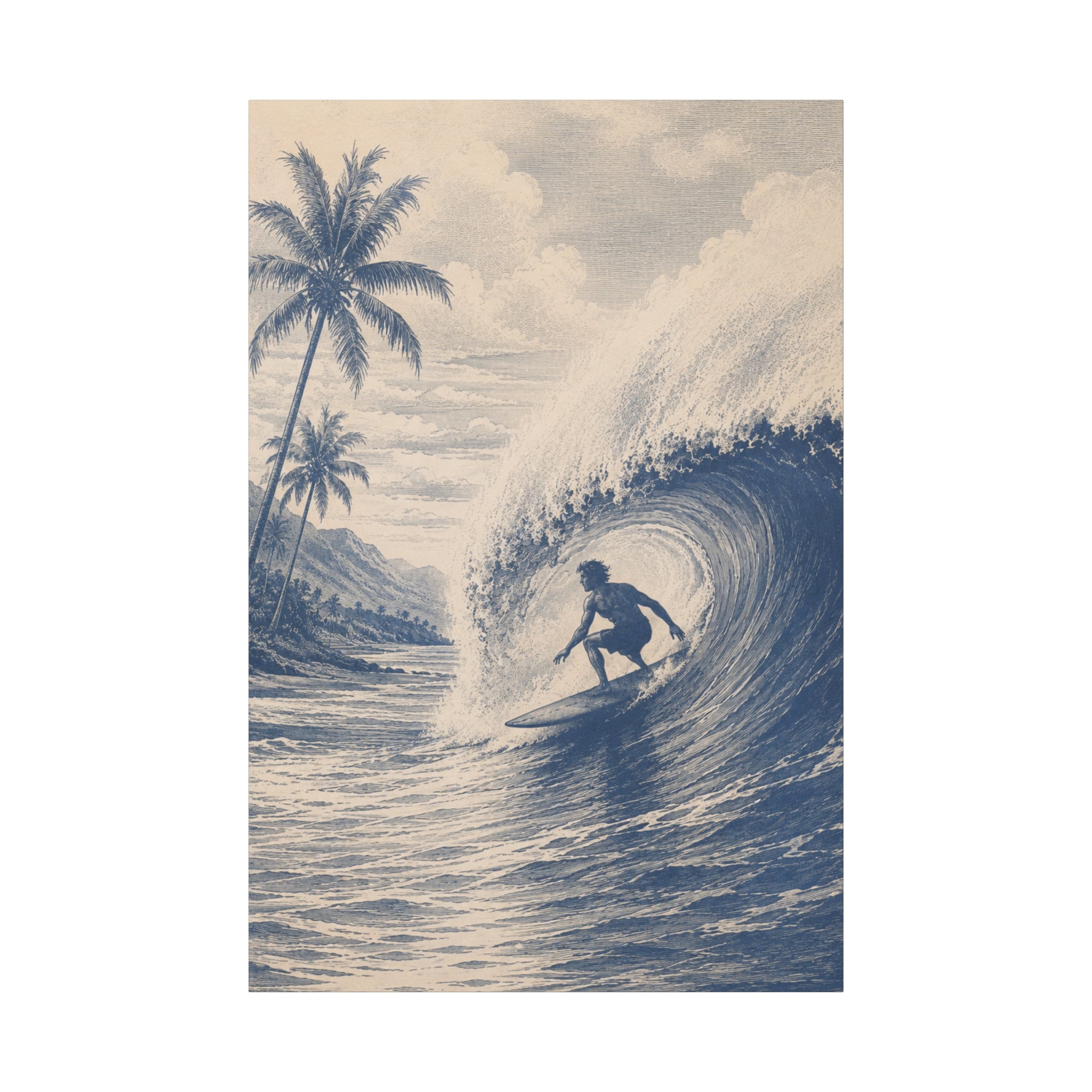 Surfing  The Tropics Canvas Print - Vintage Coastal Wall Art