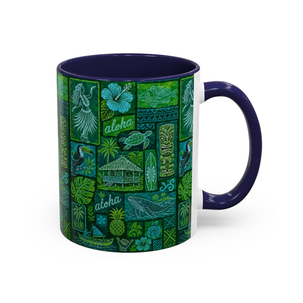 Coffee Mug Aloha Hawaiian Pattern  – Tropical Tiki Beach Accent Mug (11/15oz)