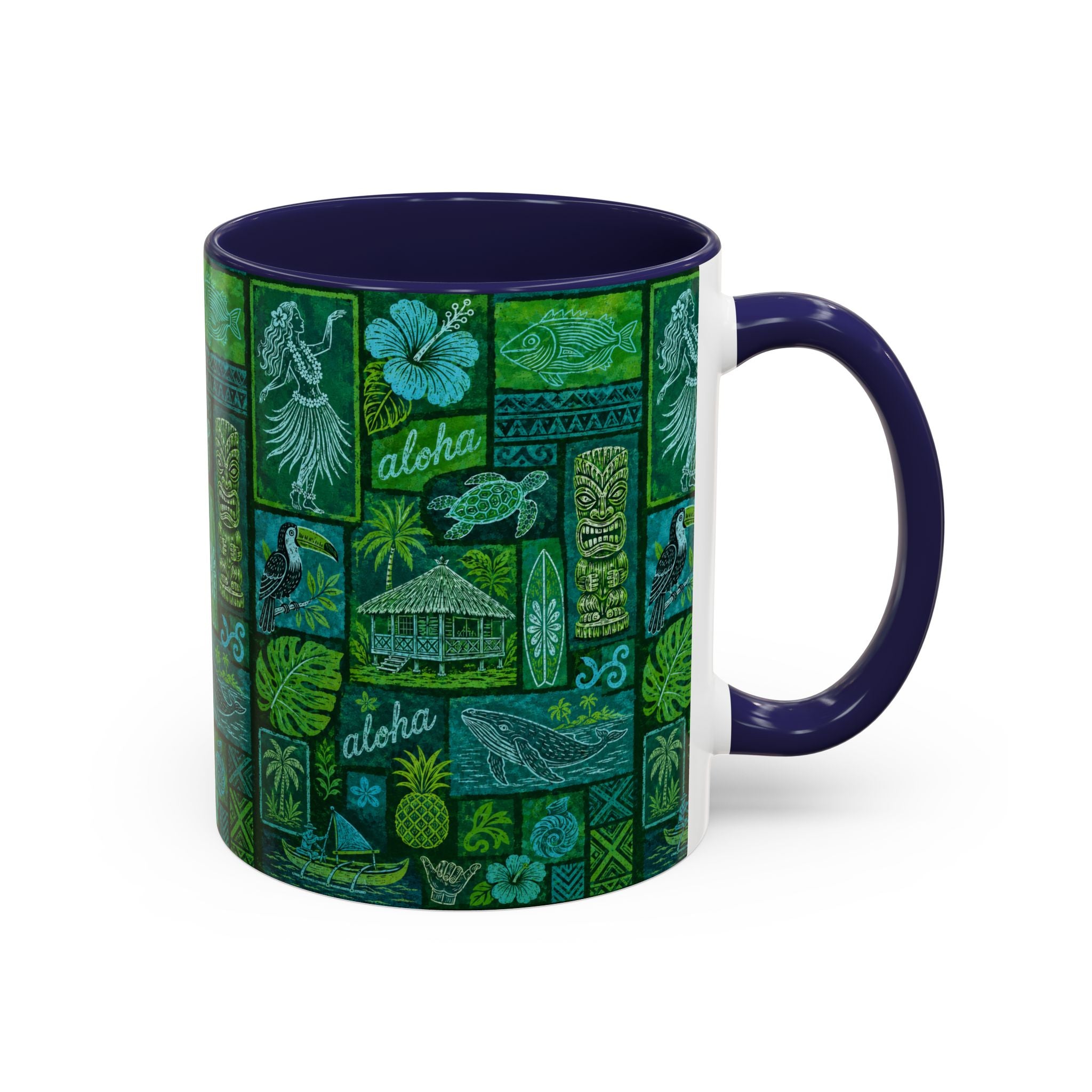 Coffee Mug Aloha Hawaiian Pattern  – Tropical Tiki Beach Accent Mug (11/15oz)