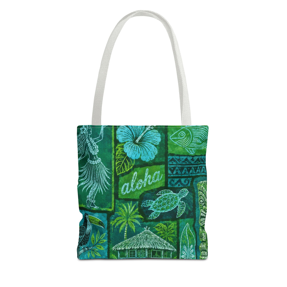 Tote Bag - Vintage Tropical Hawaiian, block print design