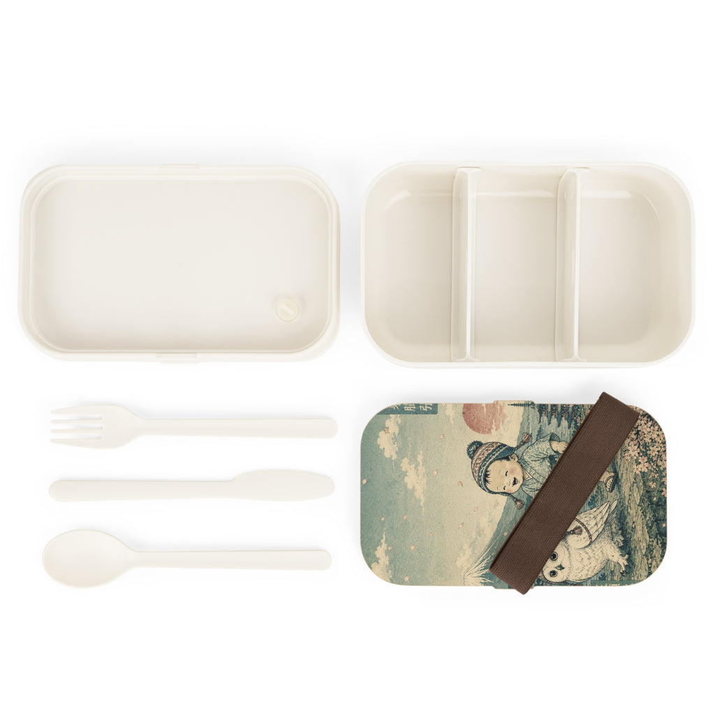 Bento Lunch Box - Unique Cute Ukiyo-e Inspired Toddler & Owl Design