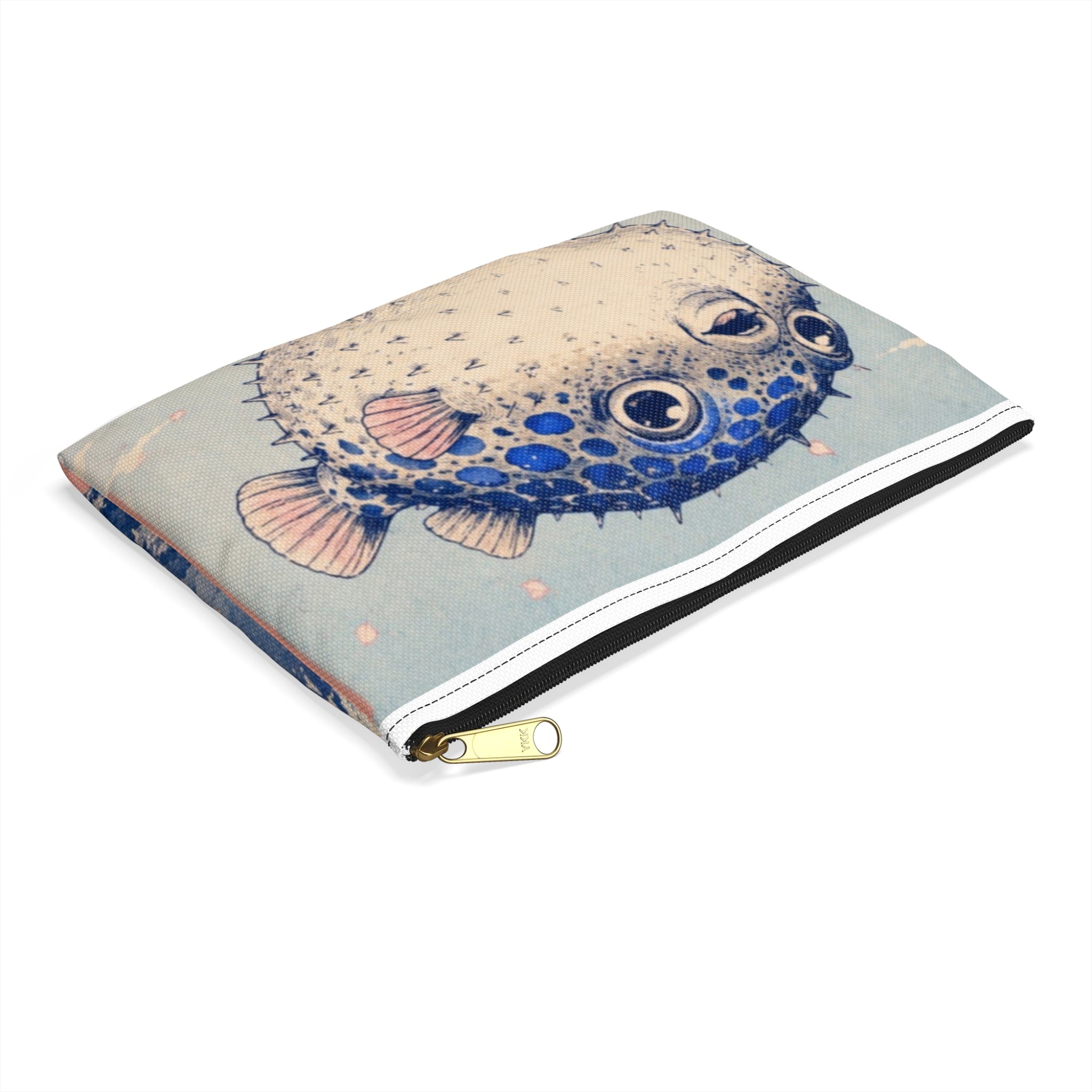 Pufferfish & Japanese Children Accessory Pouch — Cute Ocean-Themed Zip Cosmetic Bag