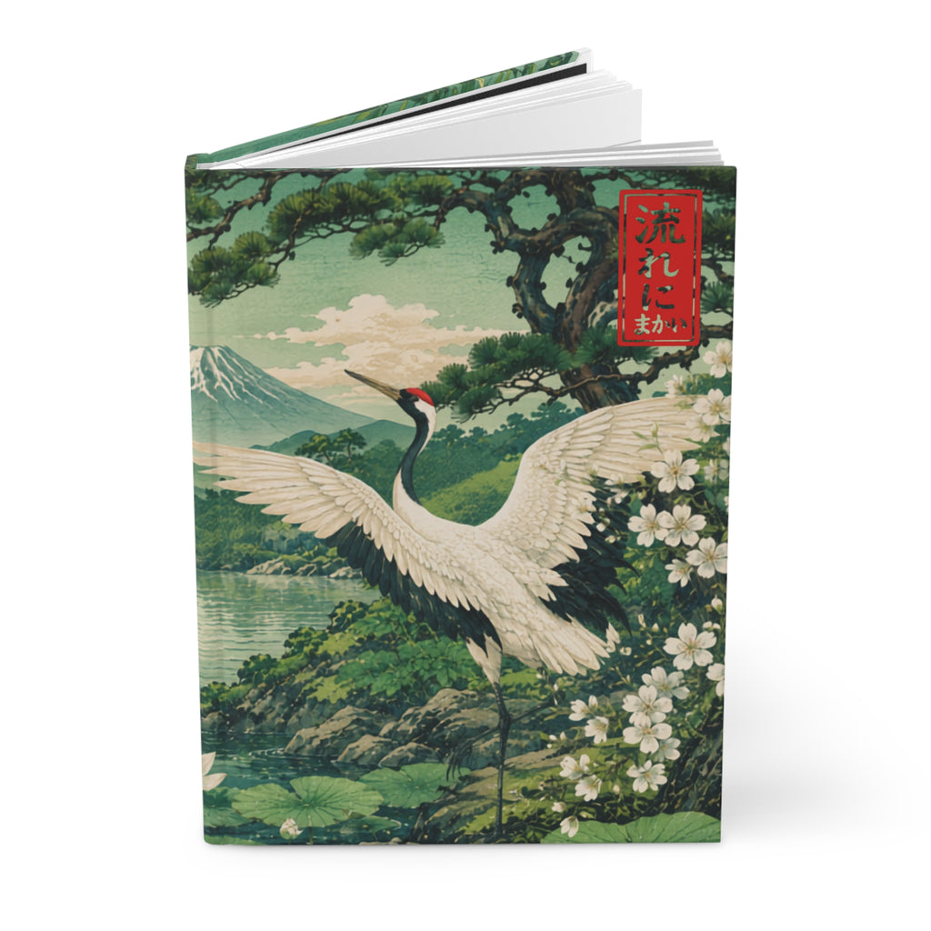 Hardcover Journal Japanese Crane — Vintage Ukiyo-e Nature Notebook