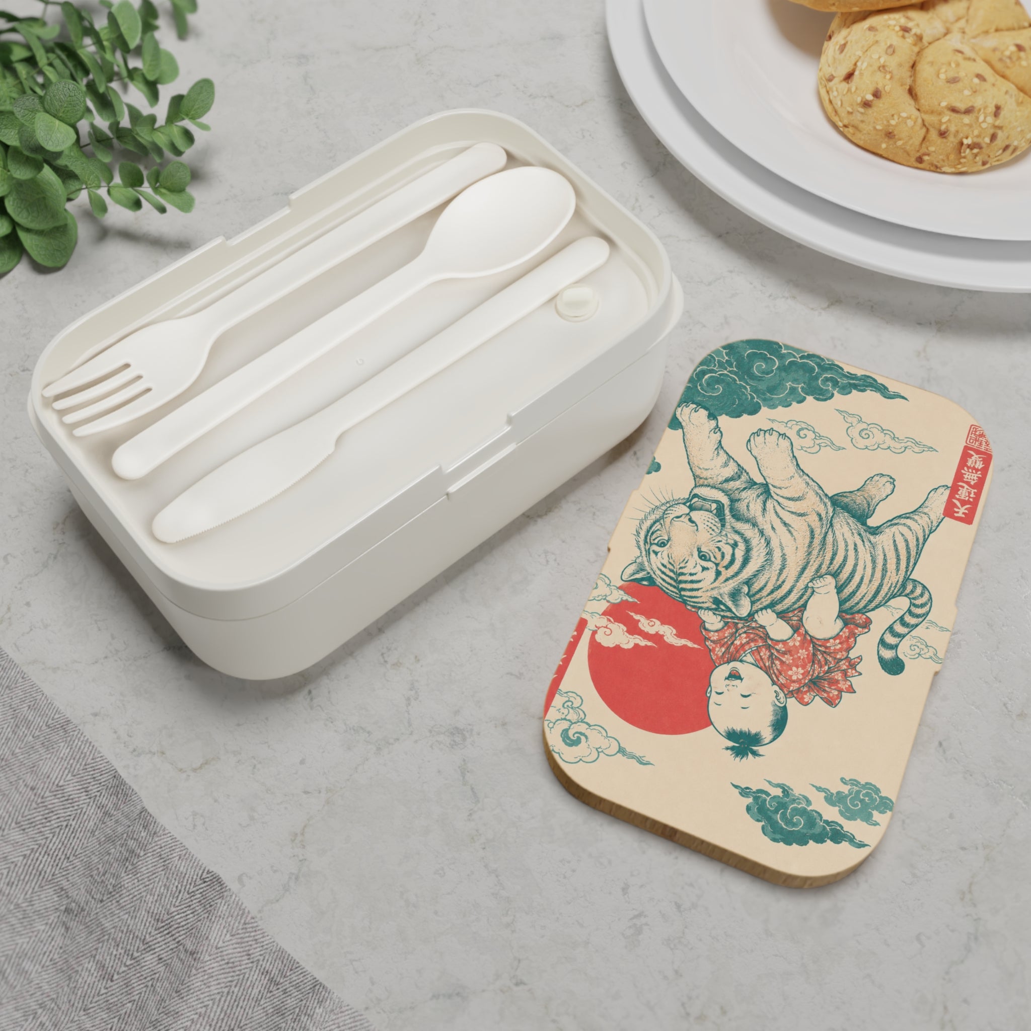 Bento Lunch Box Unique Ukiyo-e Inspired Tiger & Baby Design