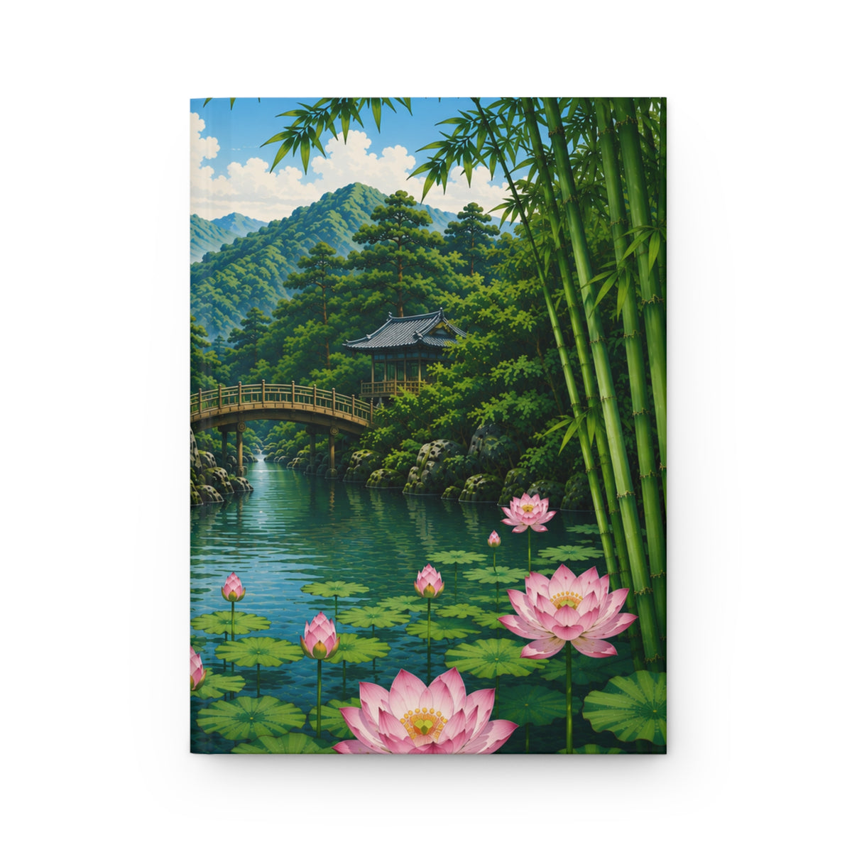 Hardcover Journal - Garden Waterfall & Kingfisher
